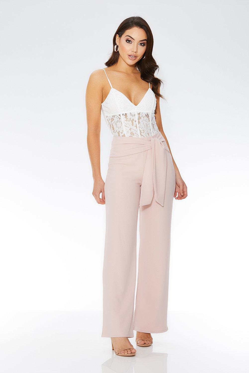 pink Crepe Wide Leg Trousers