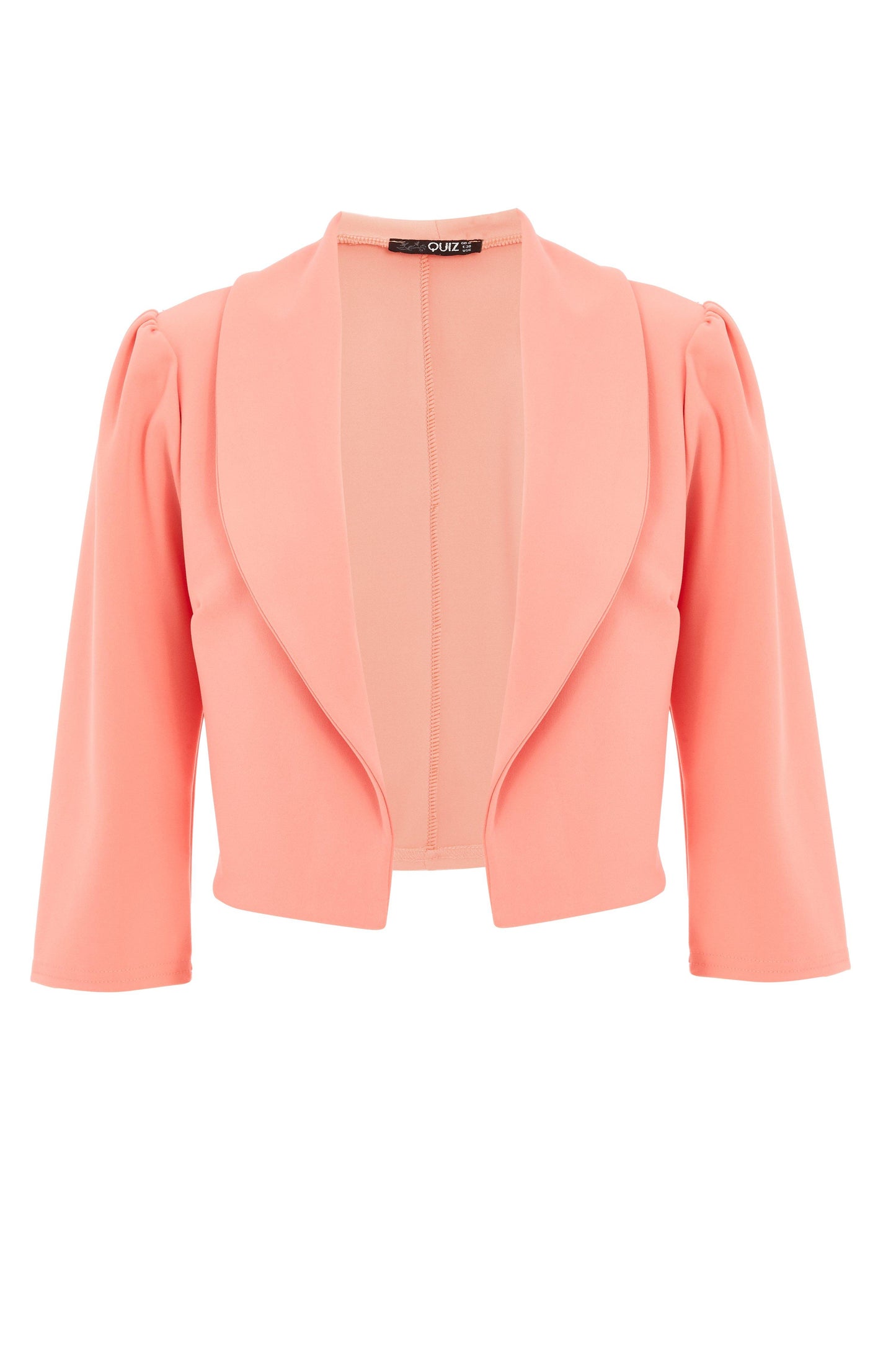 Coral Puff Sleeve Cropped Jacket