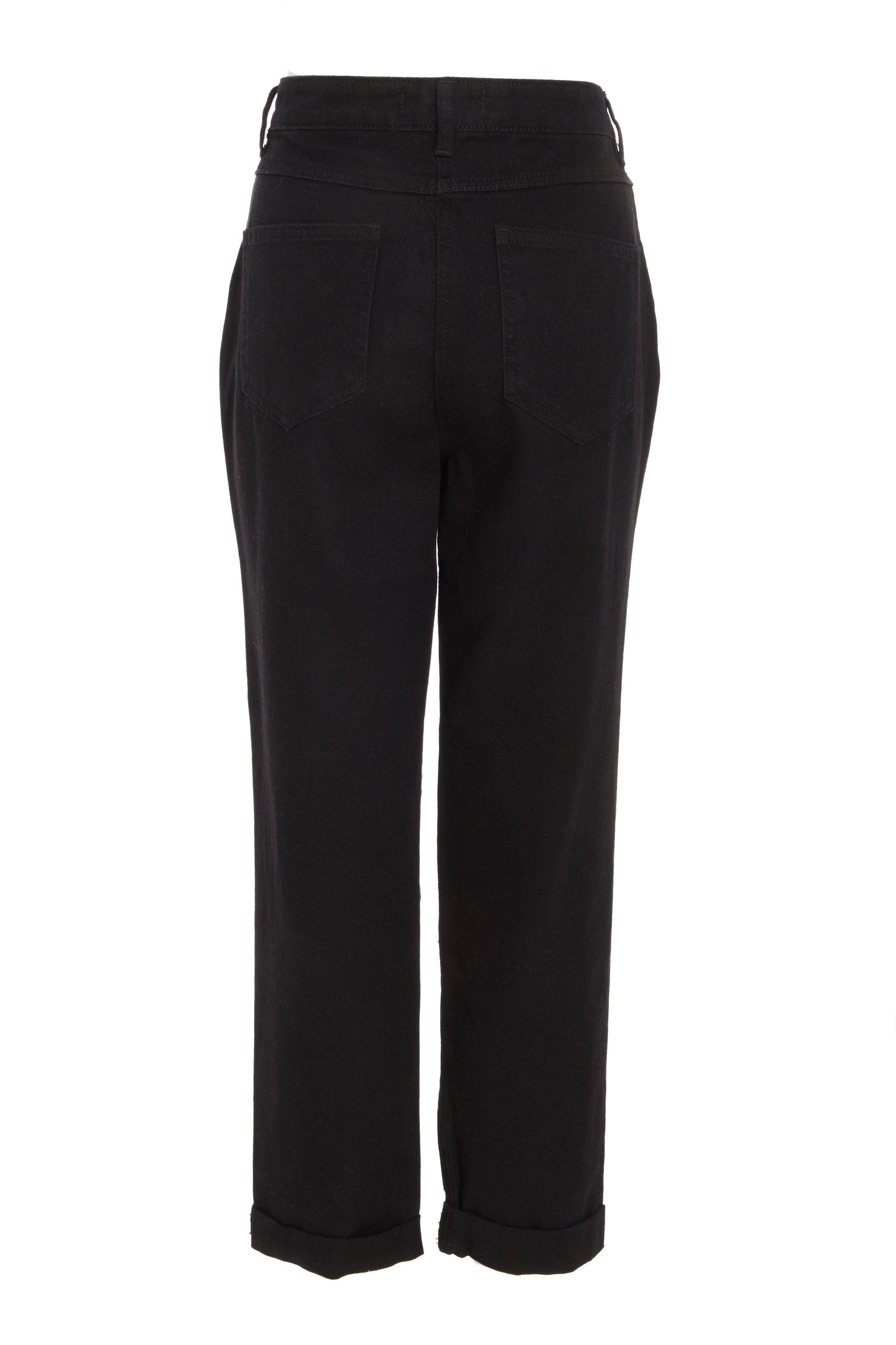 Black Denim Ripped Straight Leg Jeans — 8