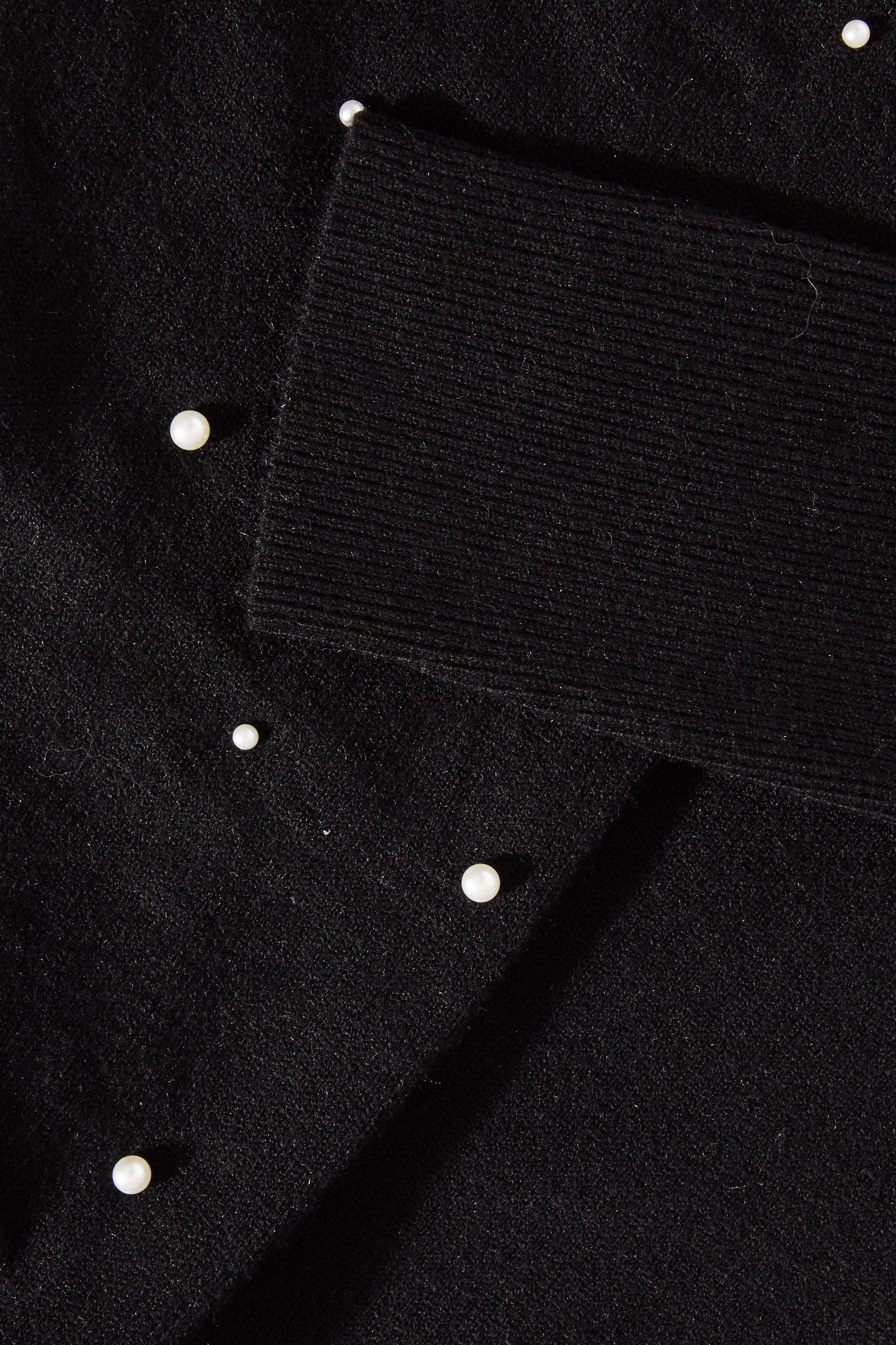 Black Knitted Pearl Puff Sleeve Jumper