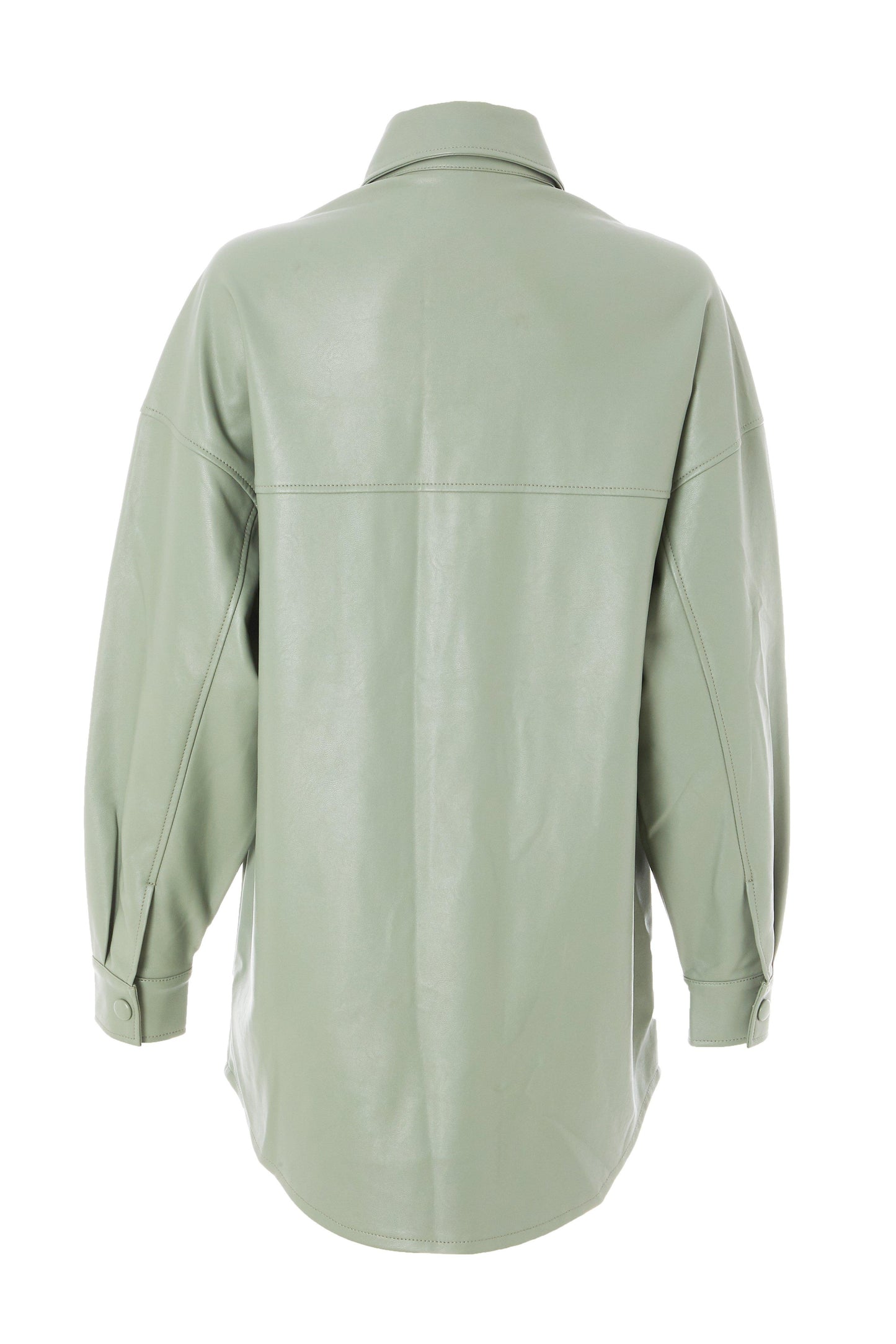 Sage Faux Leather Shacket