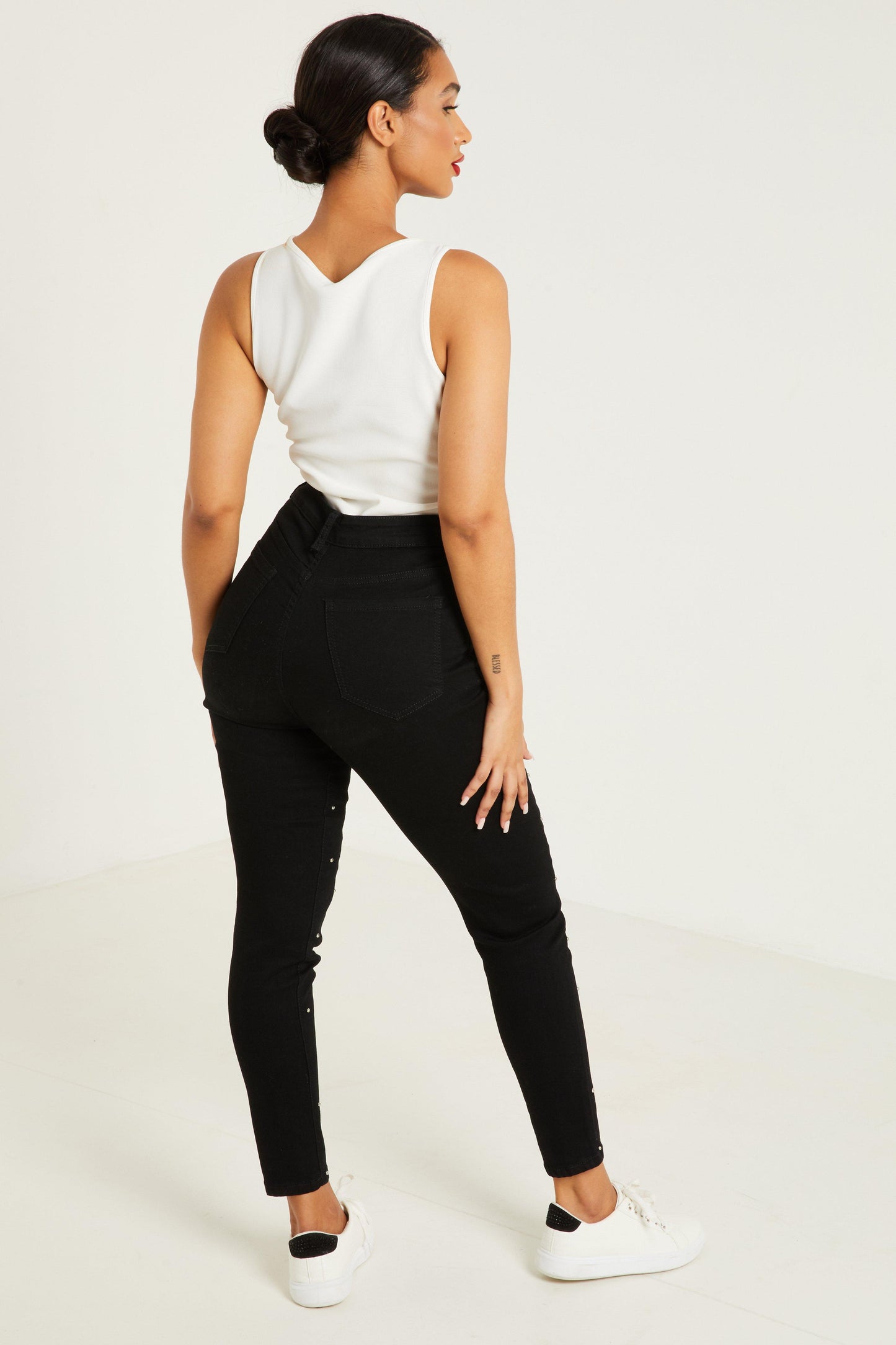 Black Stud Front Skinny Jeans