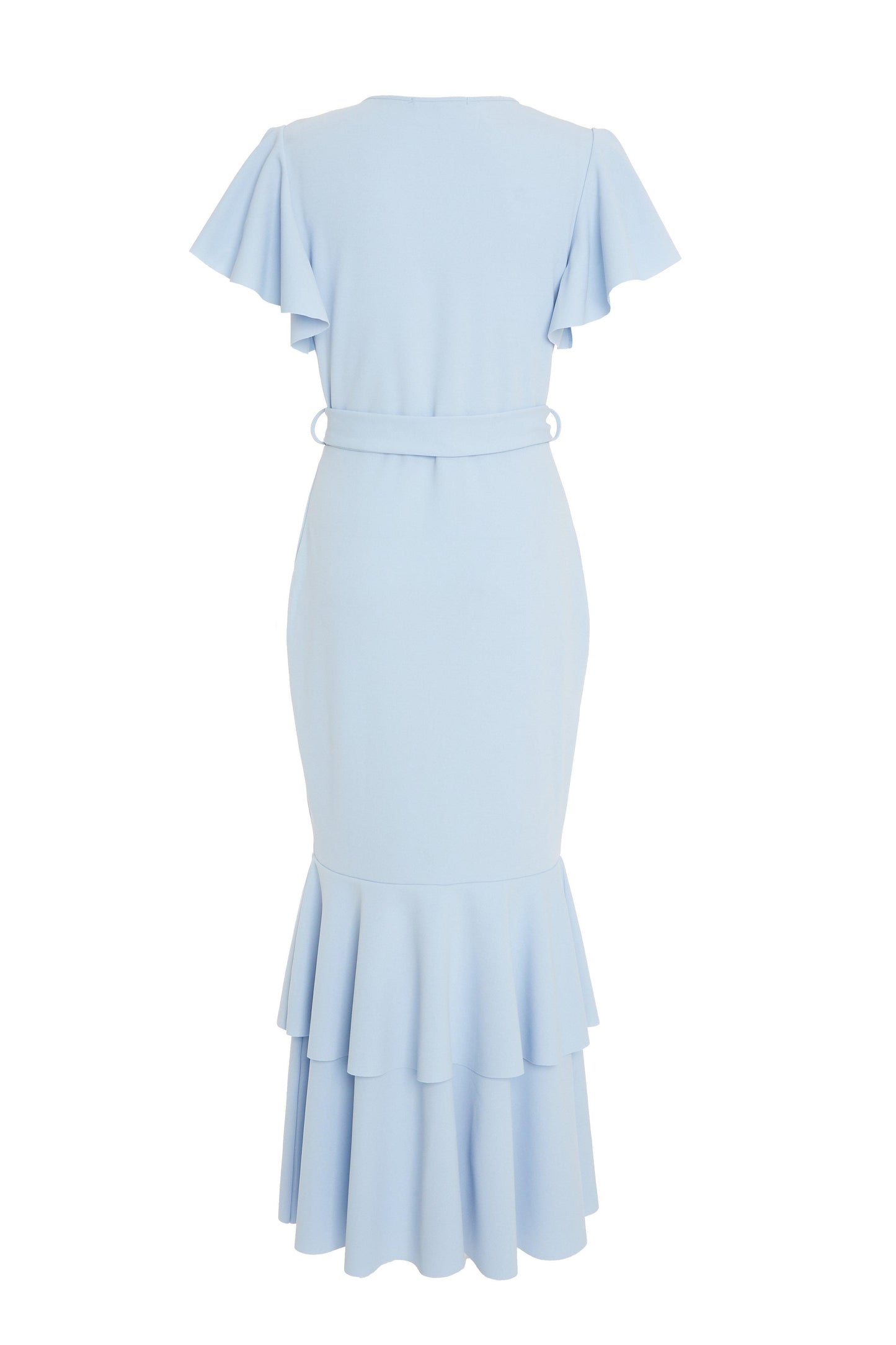 Blue Frill Hem Midi Dress