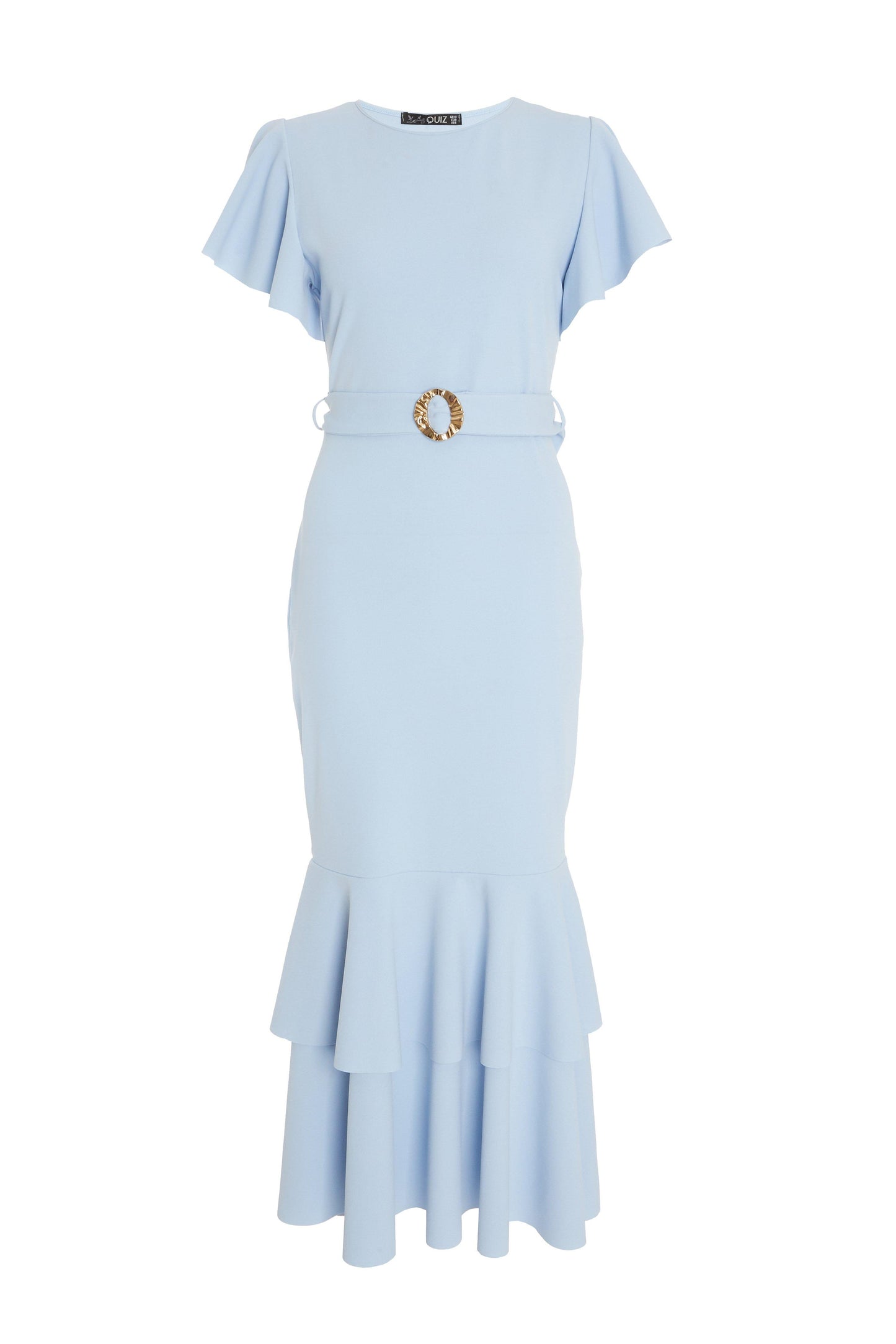 Blue Frill Hem Midi Dress