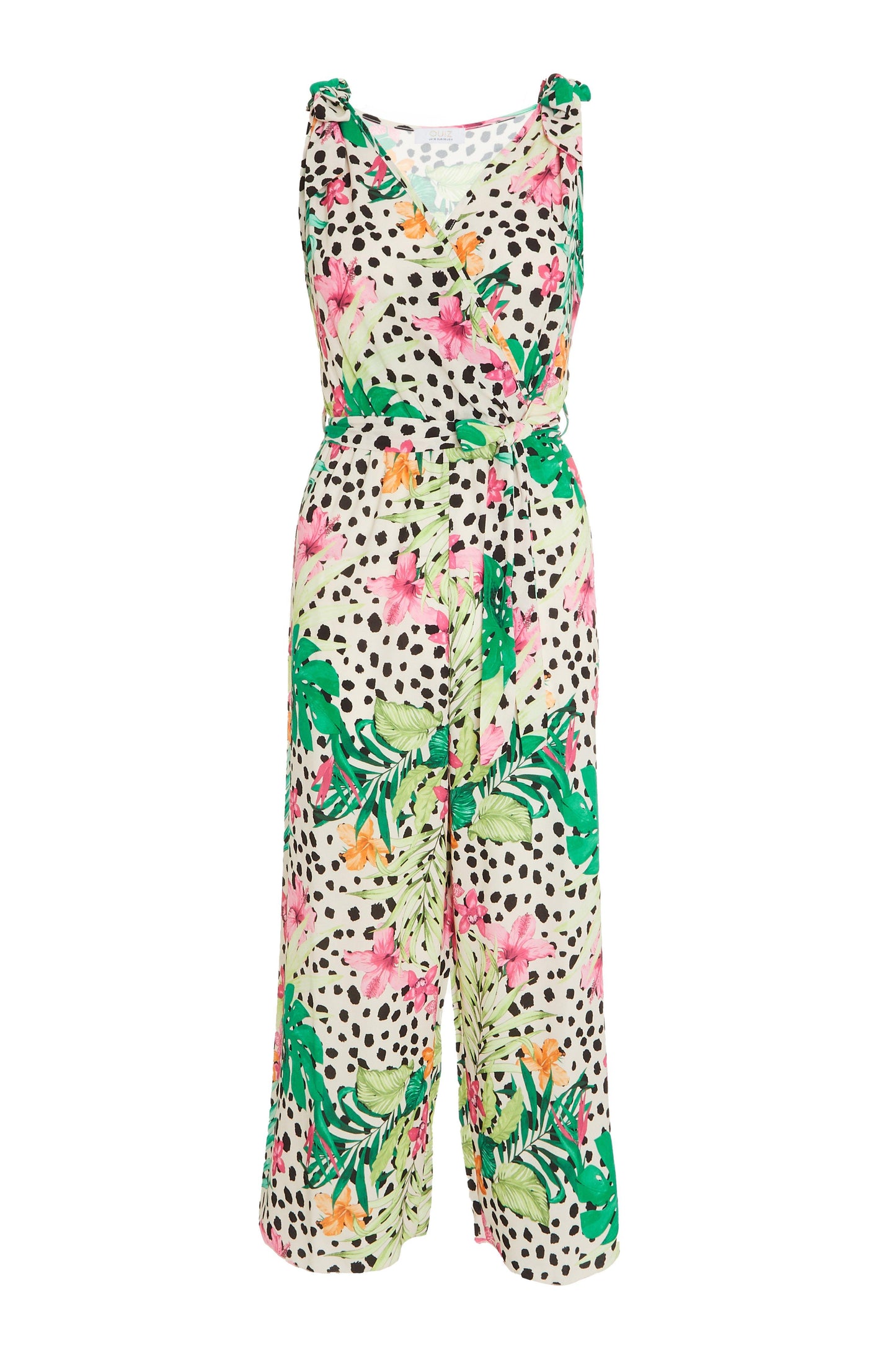Multicoloured Tropical Print Culotte Jumpsuit