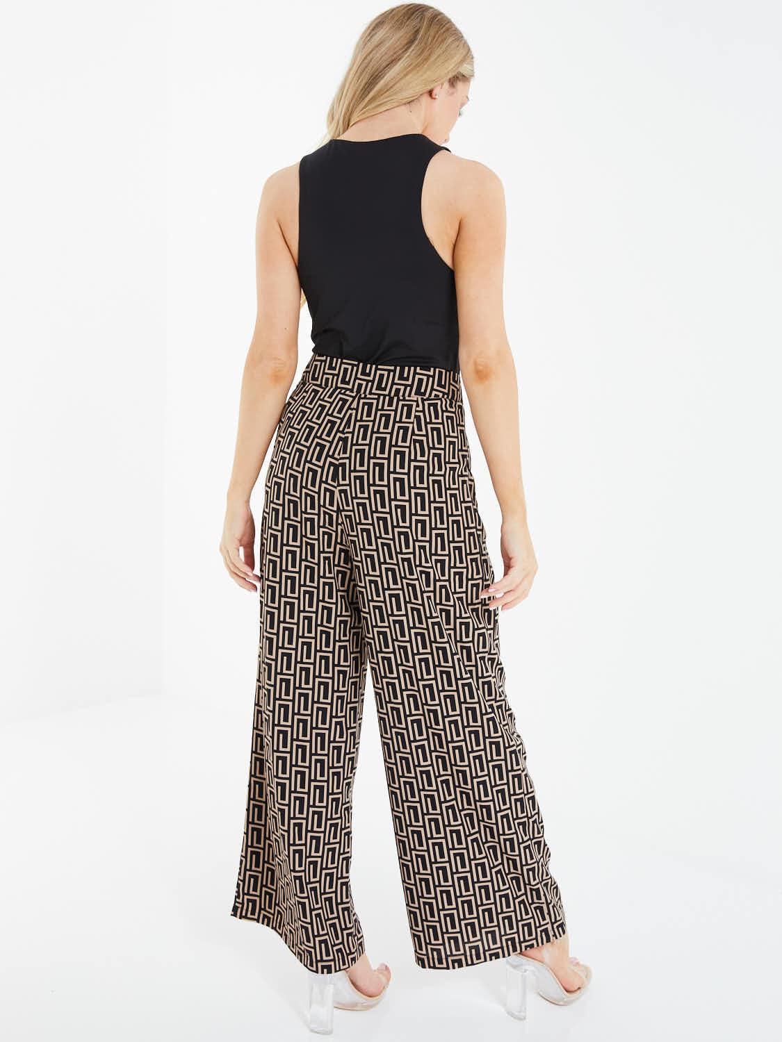 Black / Sone Geo Woven Palazzo Trousers