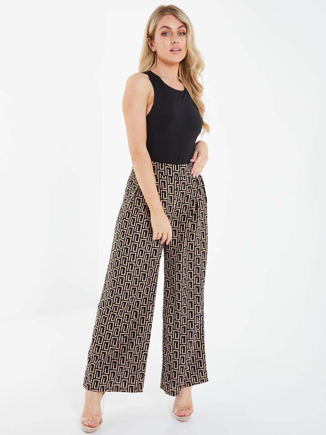 Black / Sone Geo Woven Palazzo Trousers