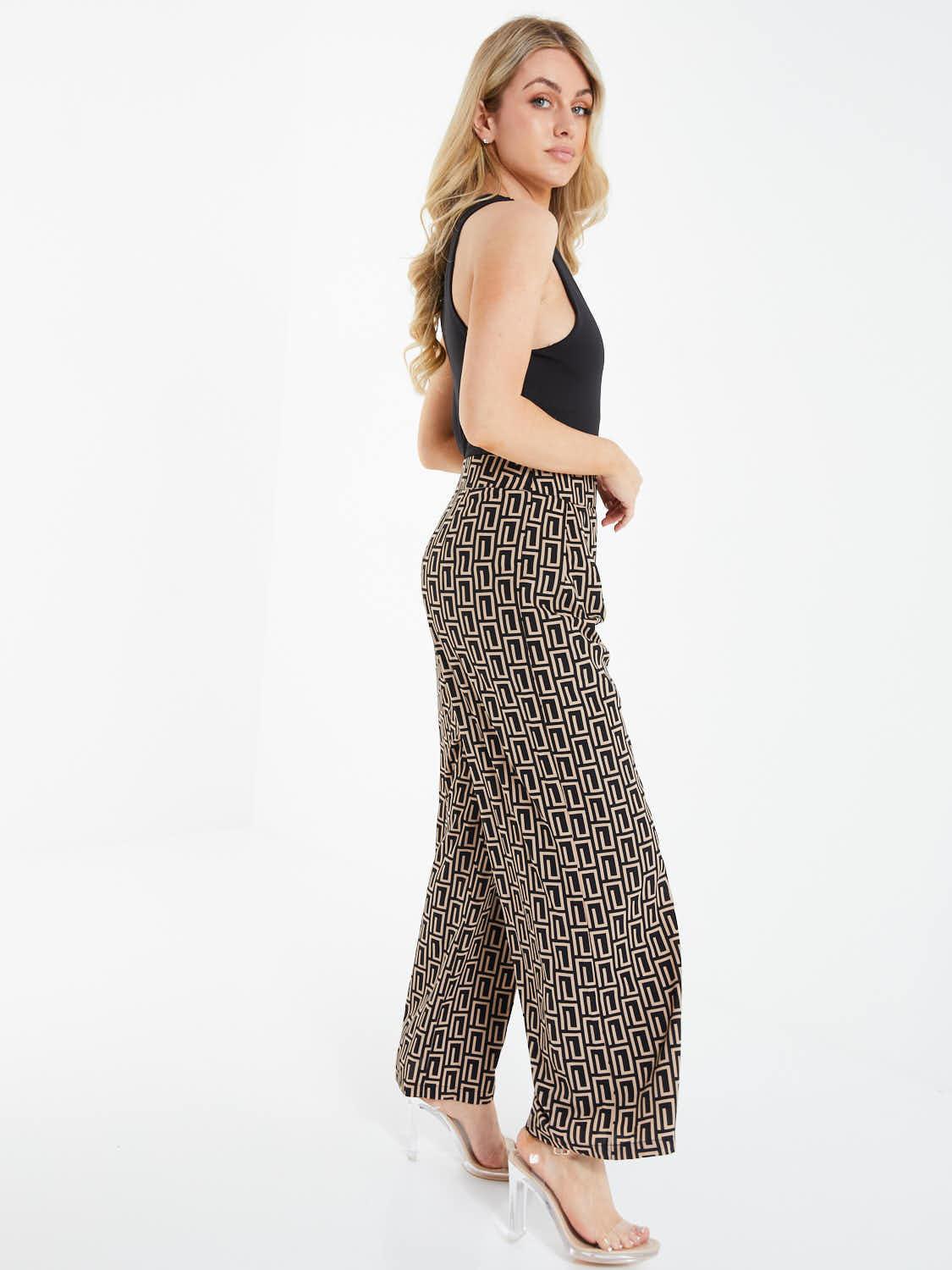 Black / Sone Geo Woven Palazzo Trousers