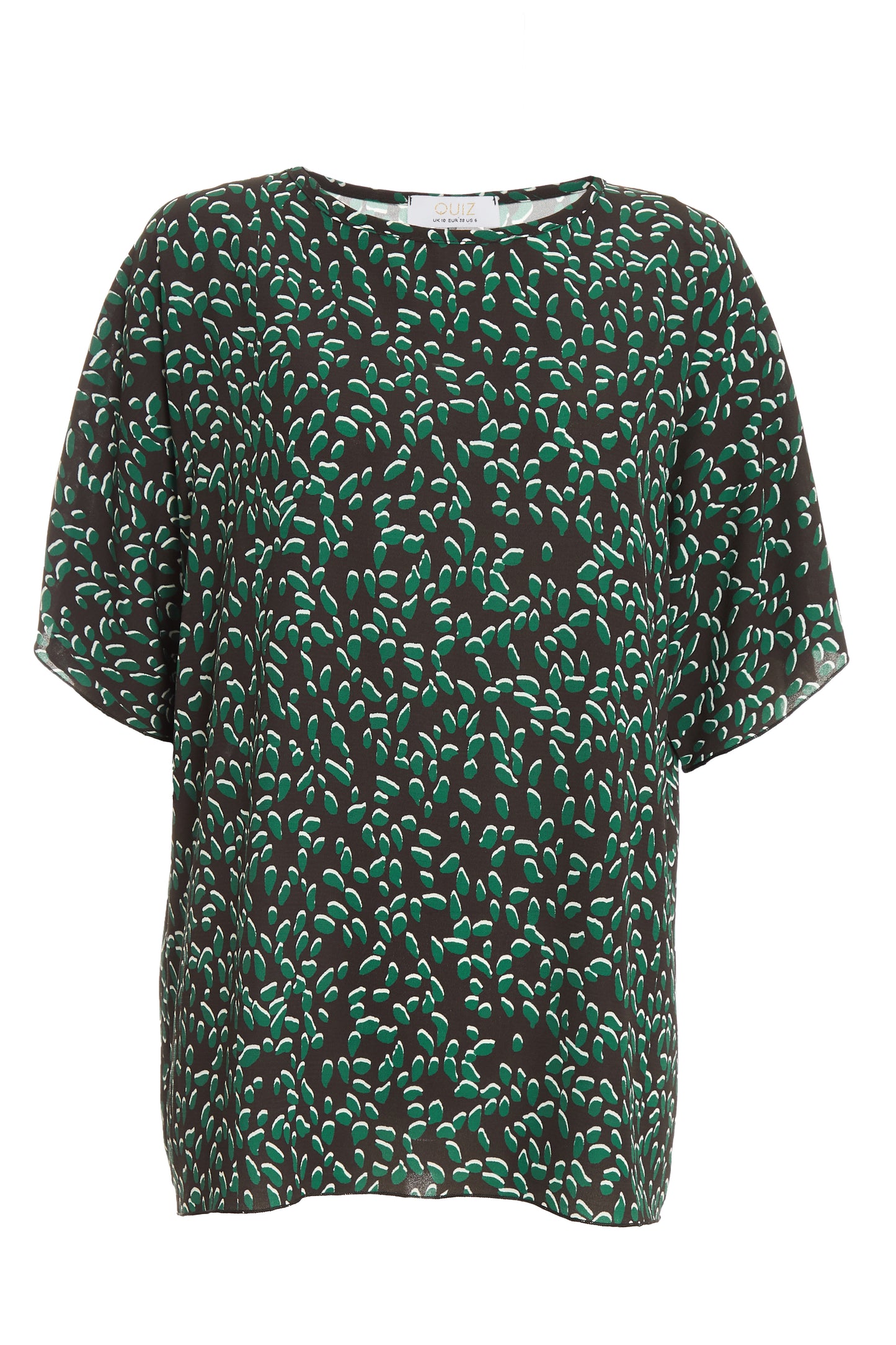 Black Green Animal Print Boxy Top