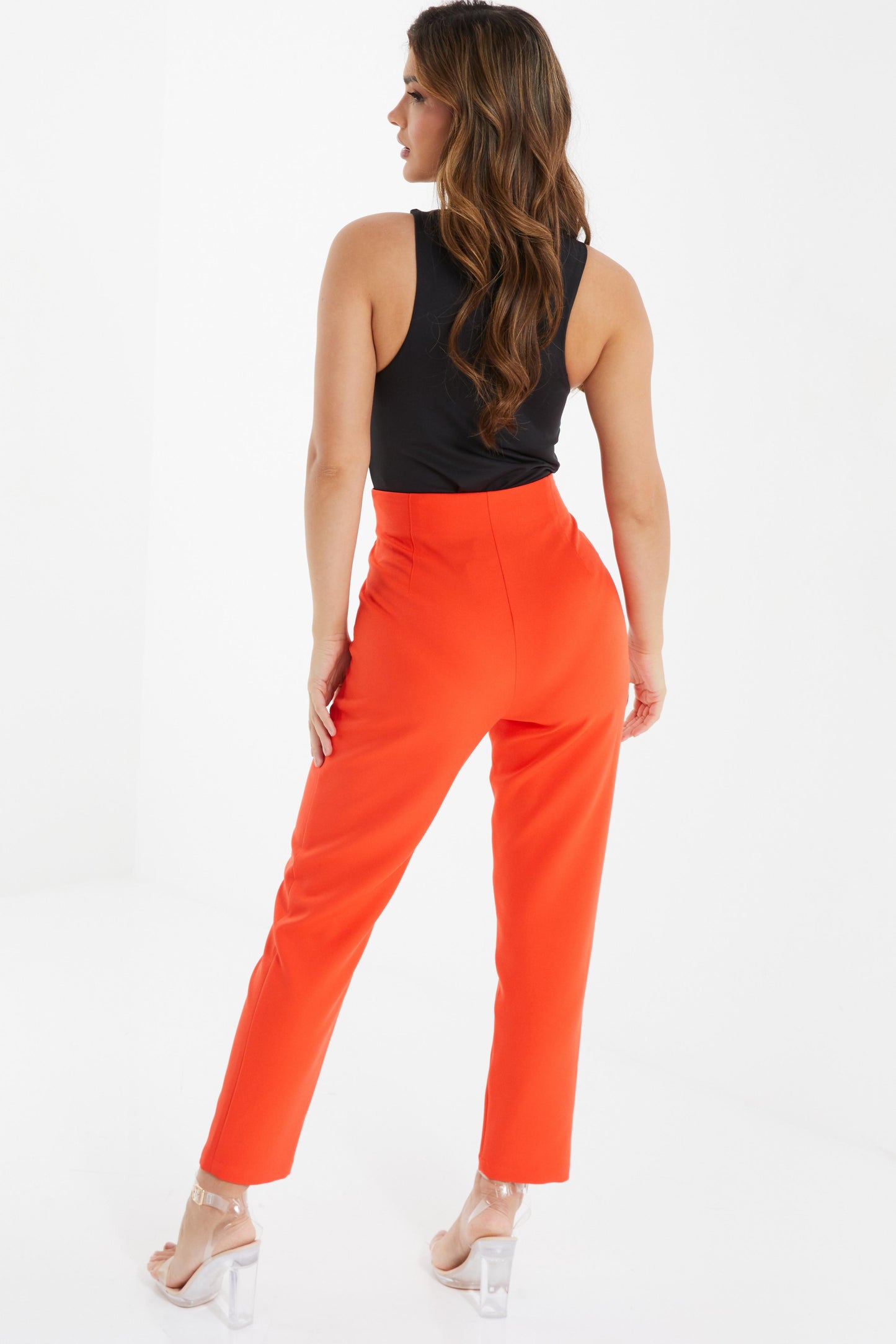 Orange High Waist Tailored Trousers