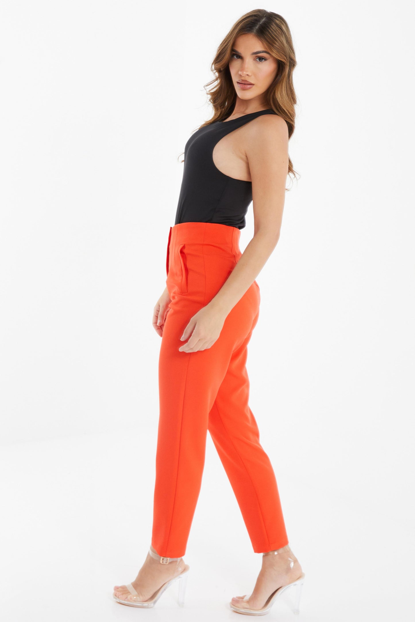 Orange High Waist Tailored Trousers