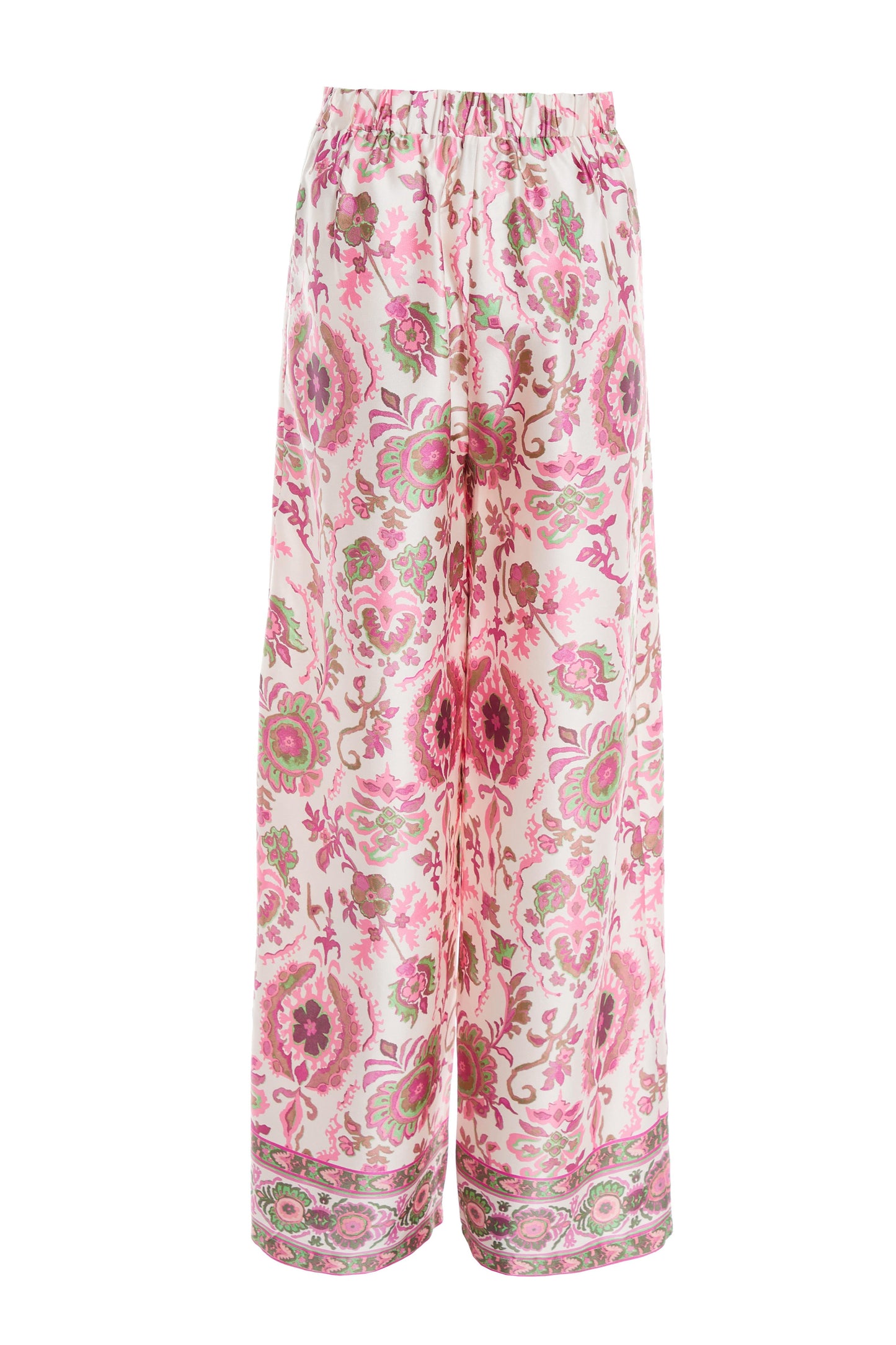 Pink Paisley Print Palazzo Trousers