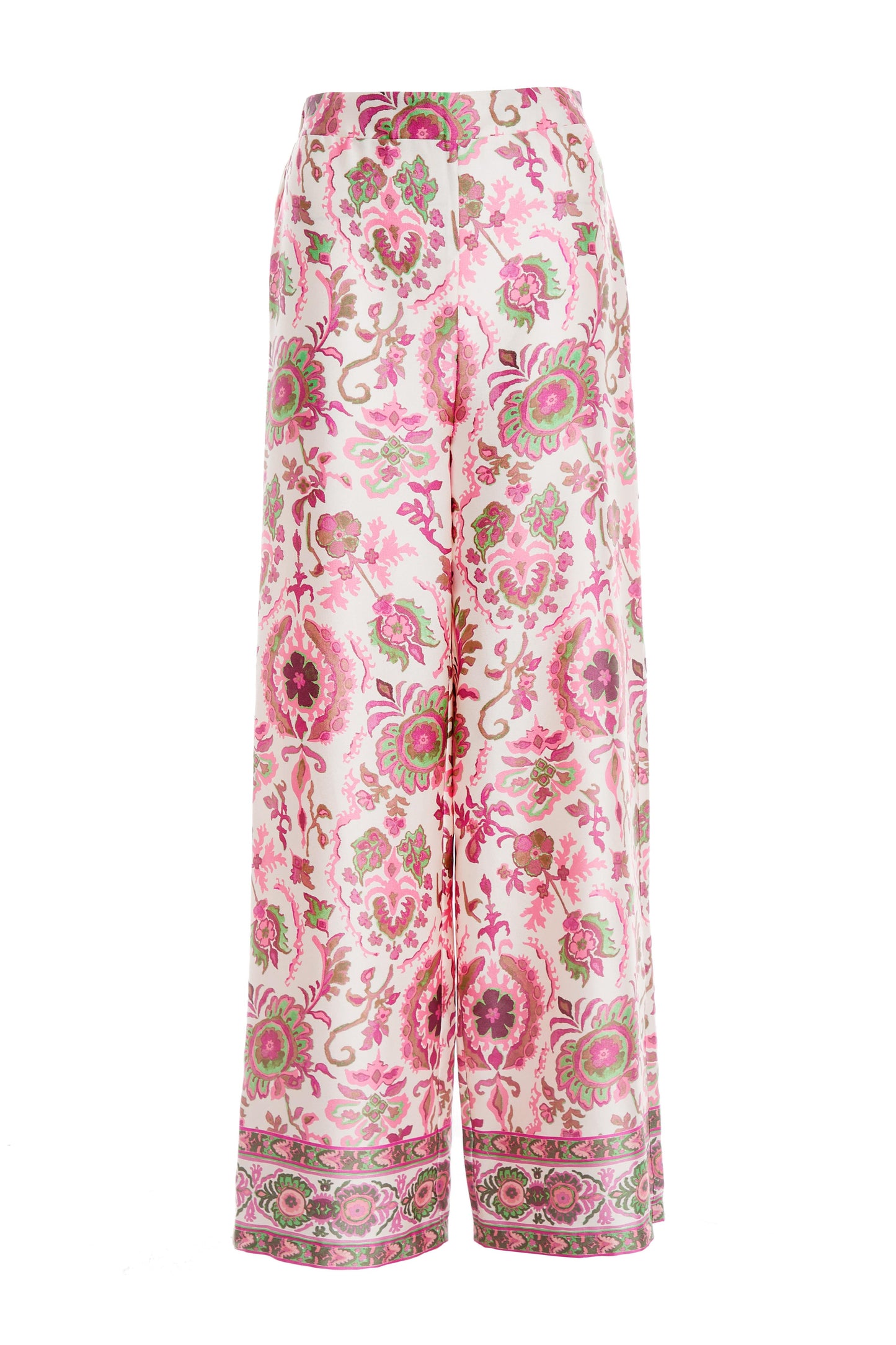Pink Paisley Print Palazzo Trousers