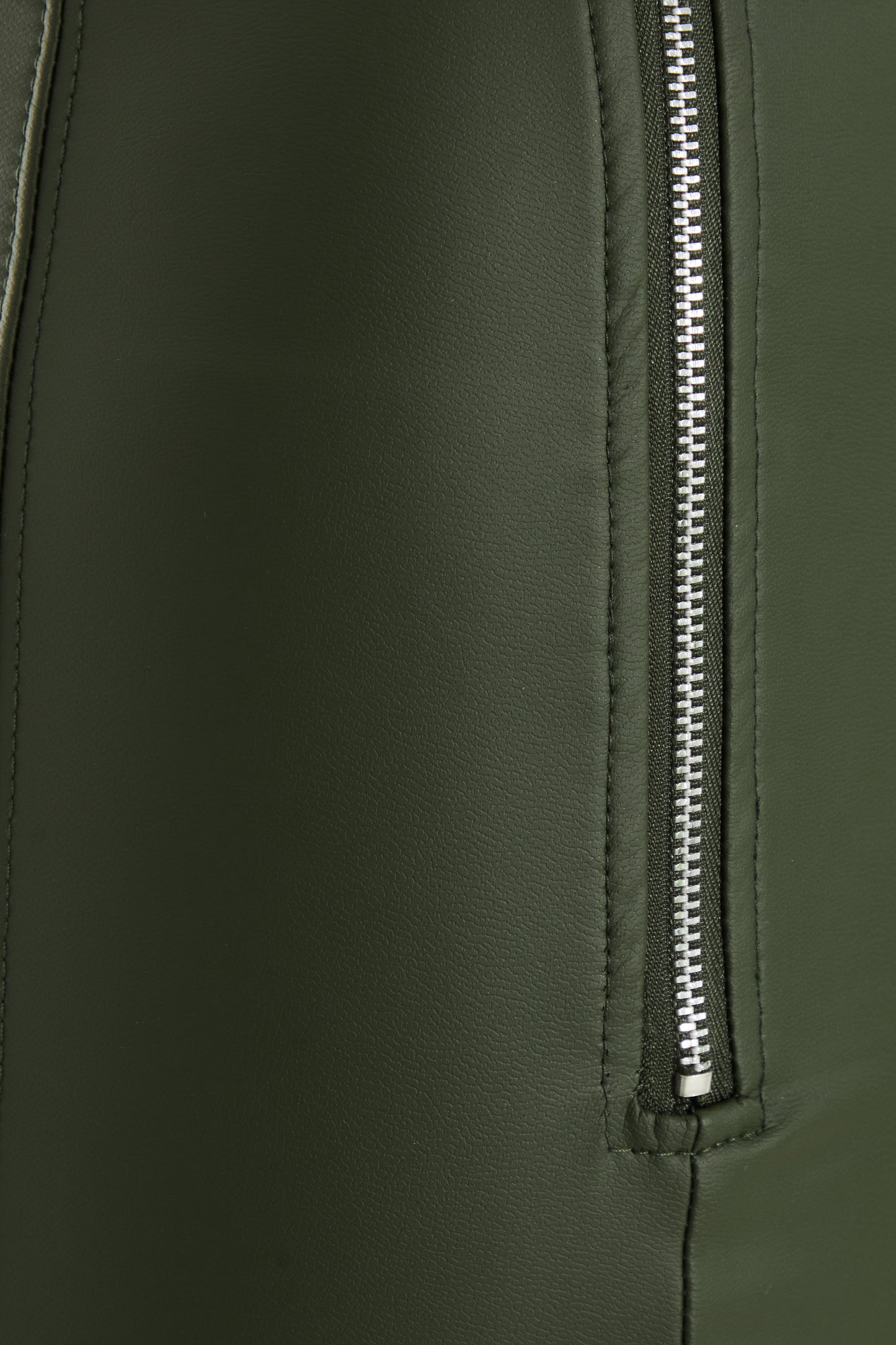 Khaki Seam Detail Zip Side Legging