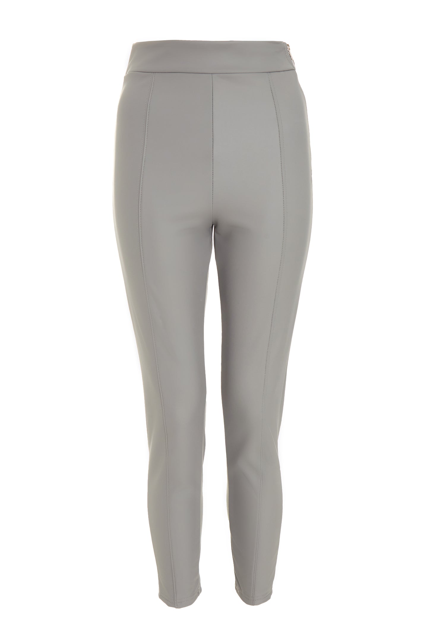 Grey Seam Detail Zip Leggings