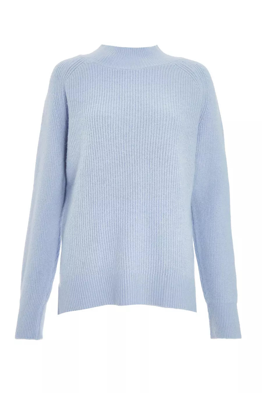 Blue Knitted High Neck Jumper