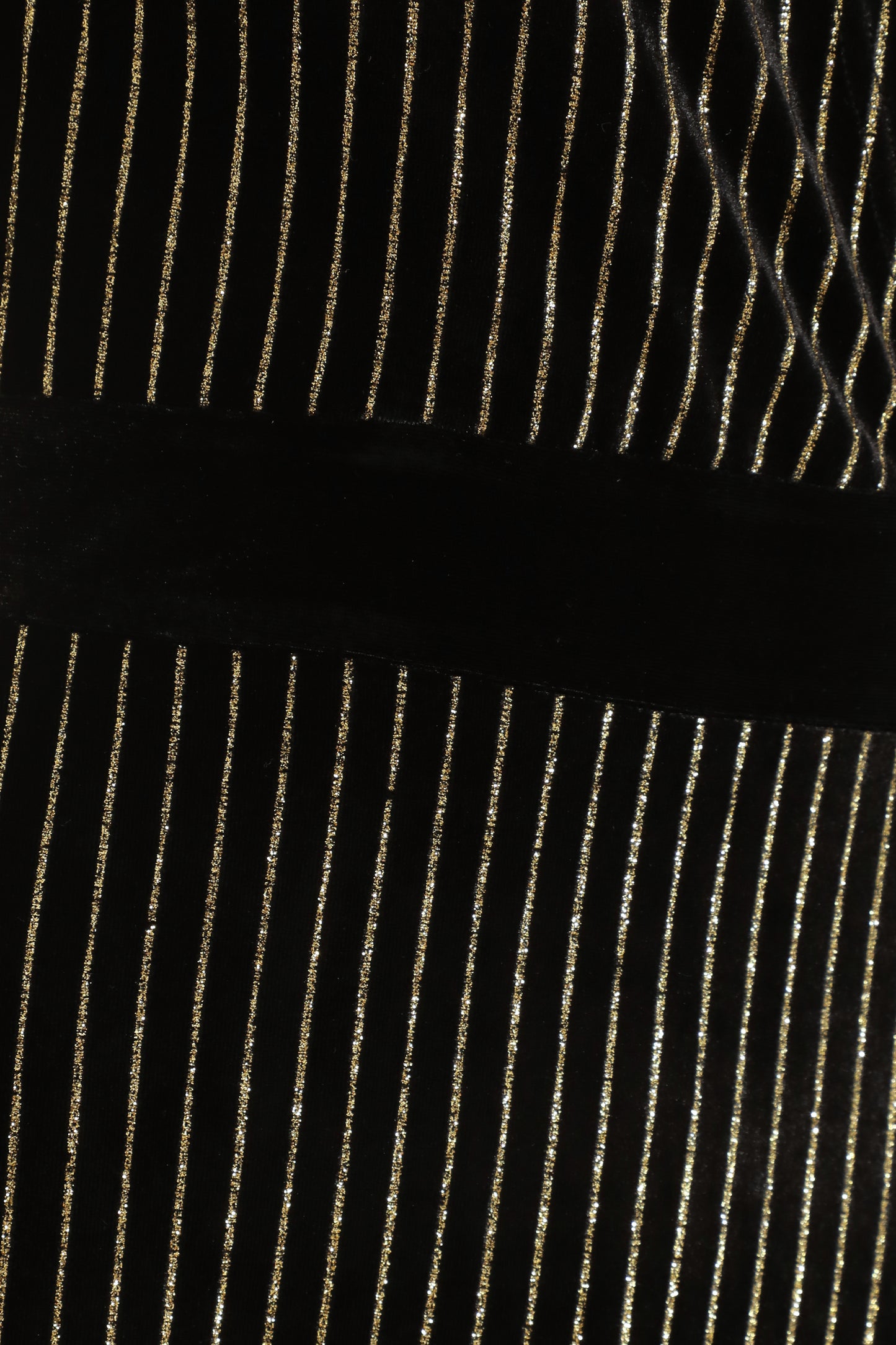 BLK/GLD Velvet Stripe Wrap Midi Dress