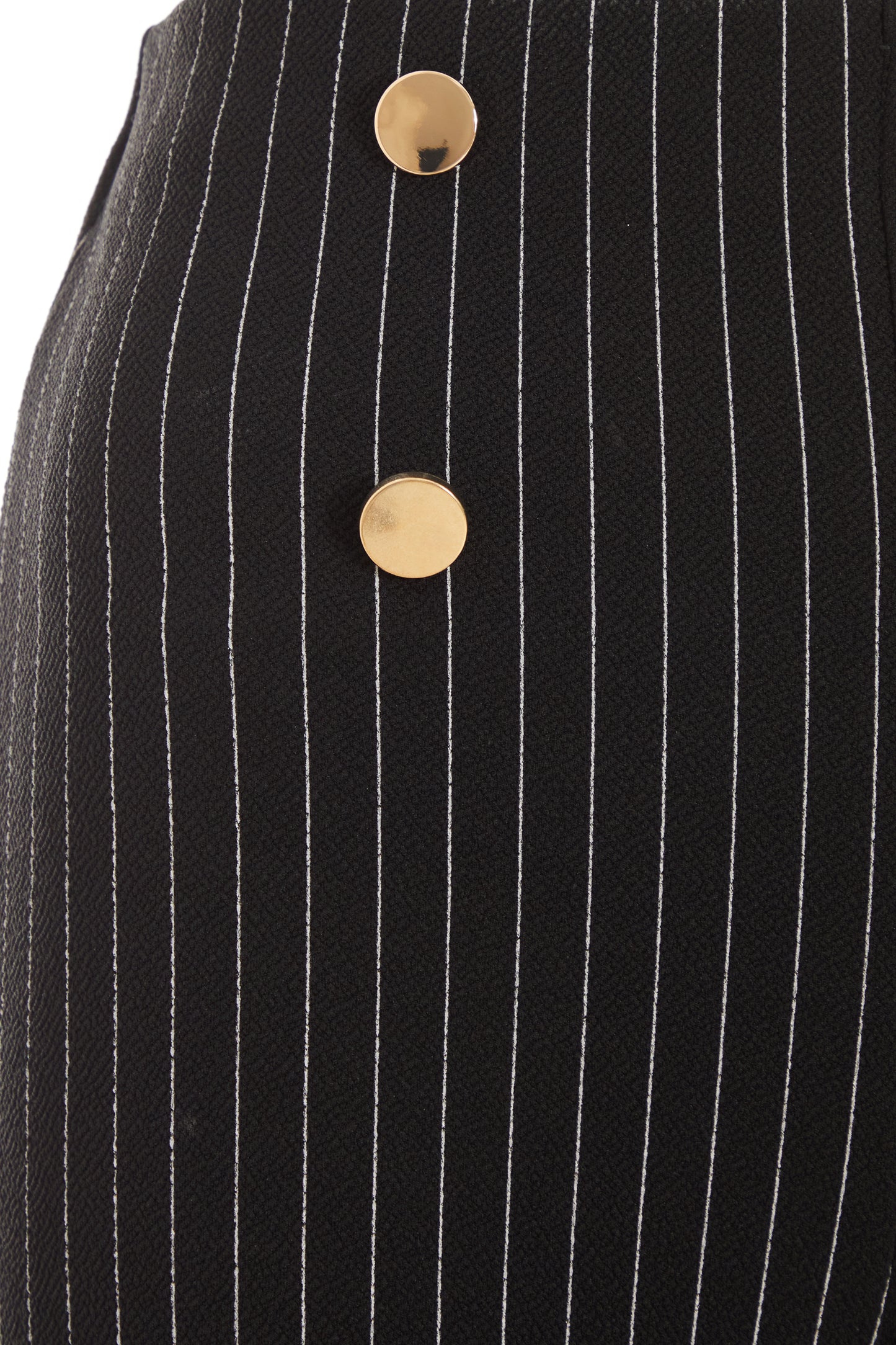 Black/White Scuba Crepe Pinstripe Button Palazzo Trousers