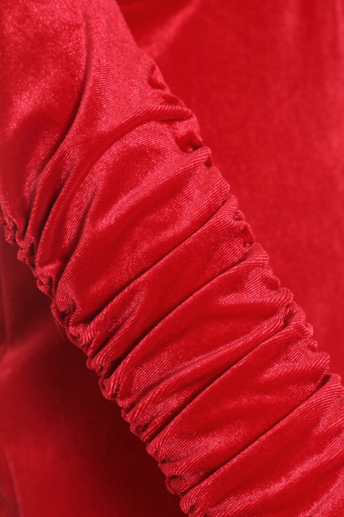 Red Velvet Wrap Puff Sleeve Midi Dress