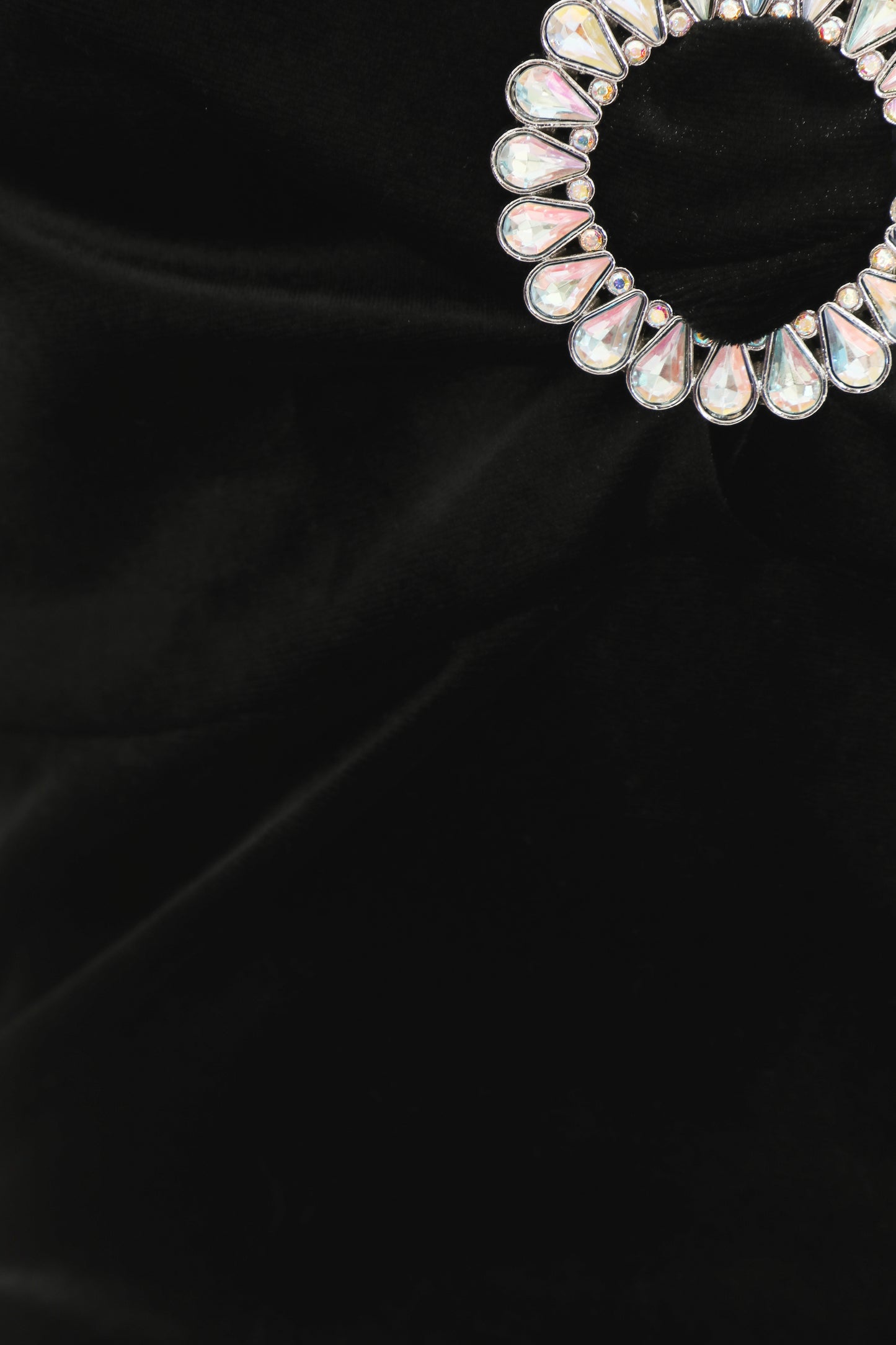 Black Velvet Diamanté Buckle Puff Sleeve Mini Dress