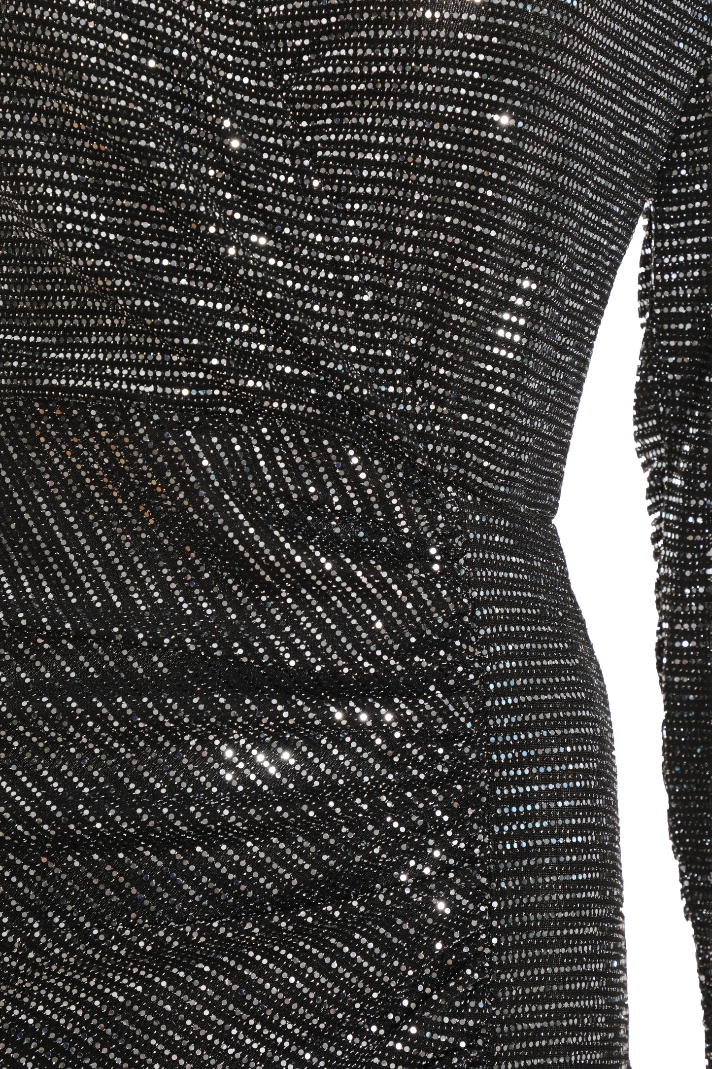 Gun-Metal Sequin Brillo Front Wrap Midi Dress