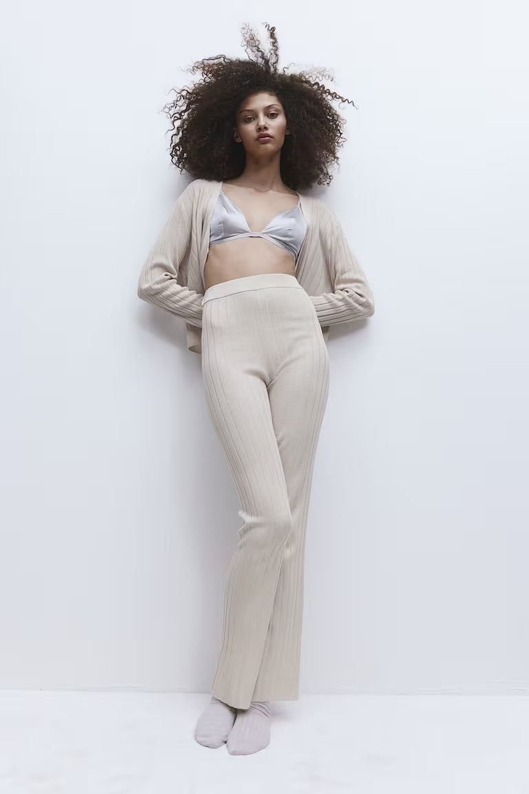 RIB-KNIT TROUSERS