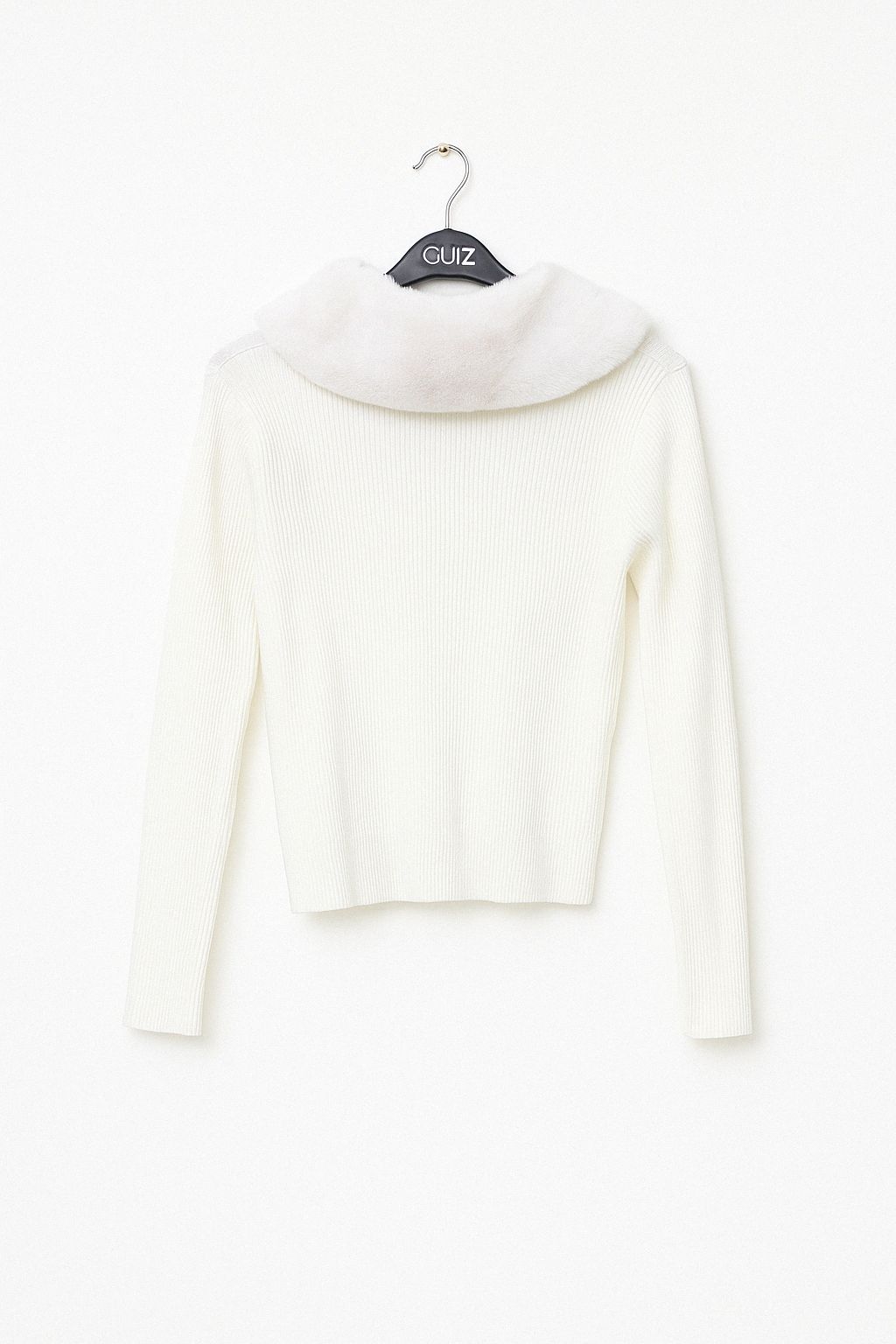 CREAM KNT FUR COLR L.SLV CROP CARDI