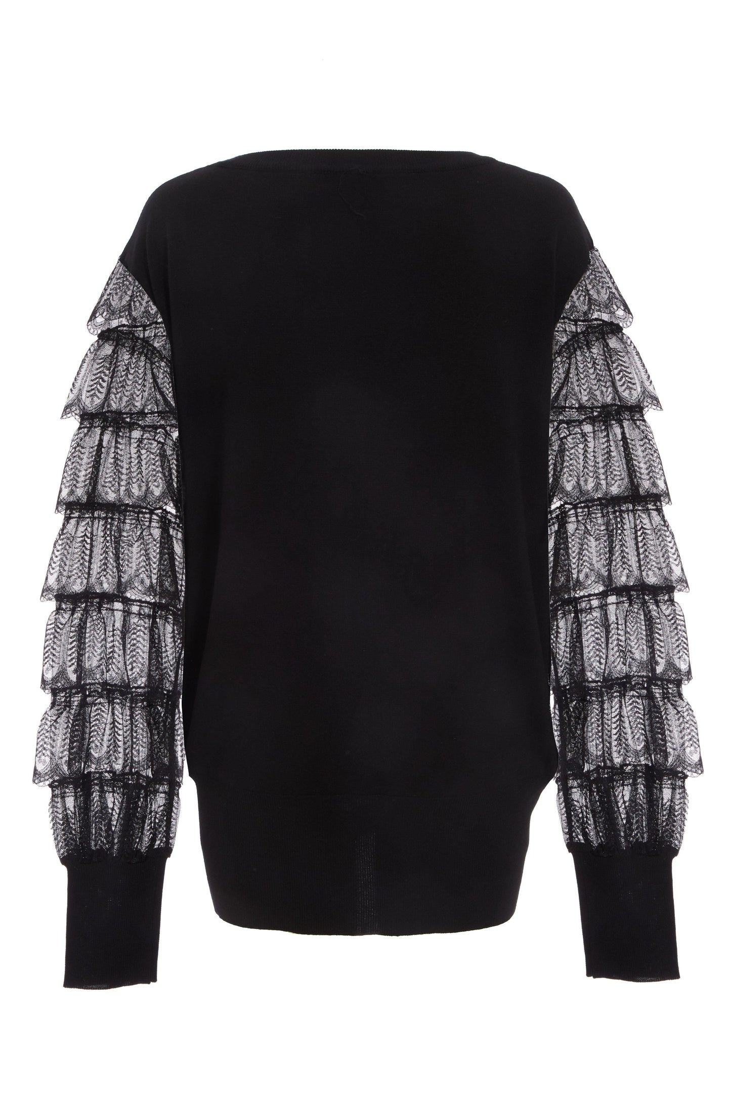 Black Knitted Lace Sleeve Jumper