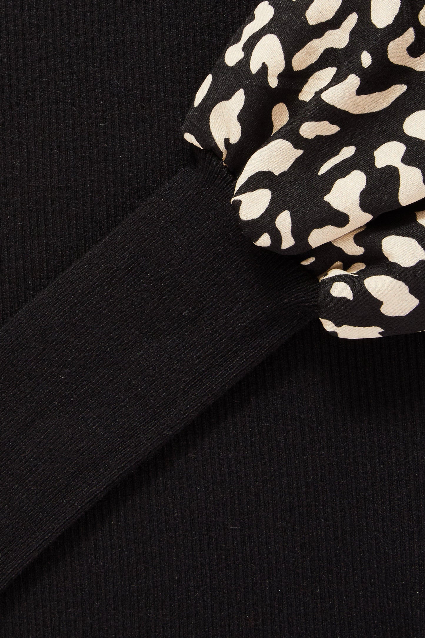 Black Knitted Animal Print Frill Jumper