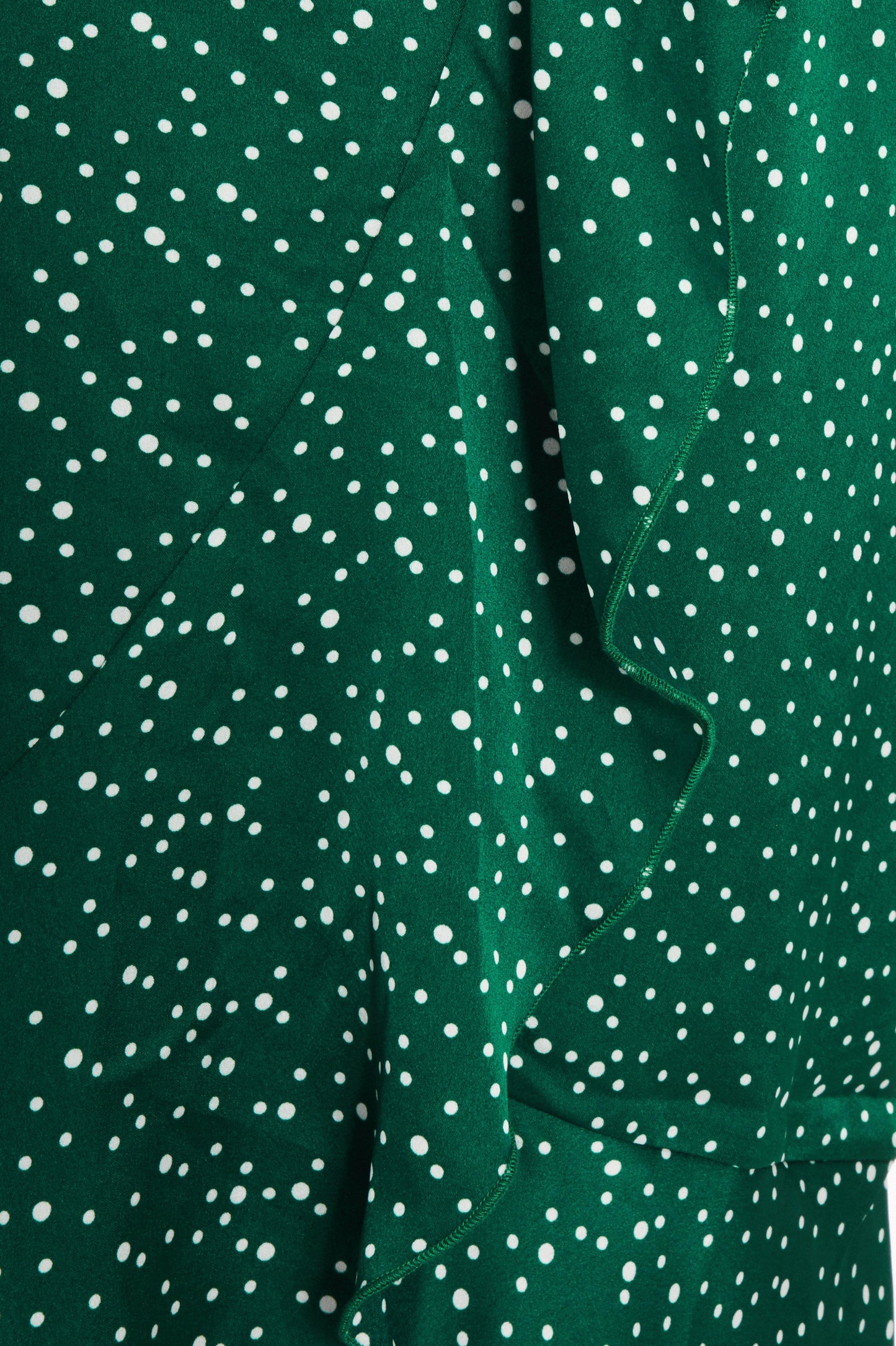 Green Spot Print Wrap Midi Dress