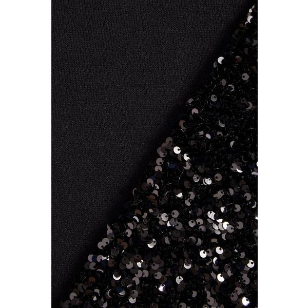 Black Knitted Sequin Sleeve Jumper