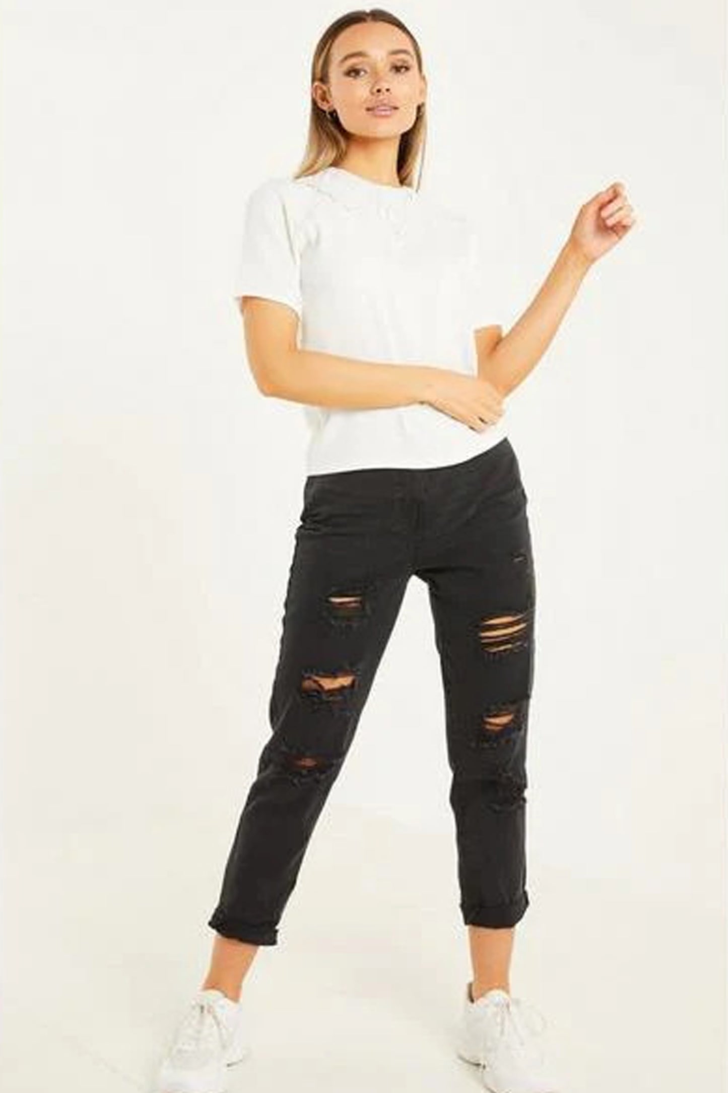 Black Denim HI Waist RIP Mom Jeans