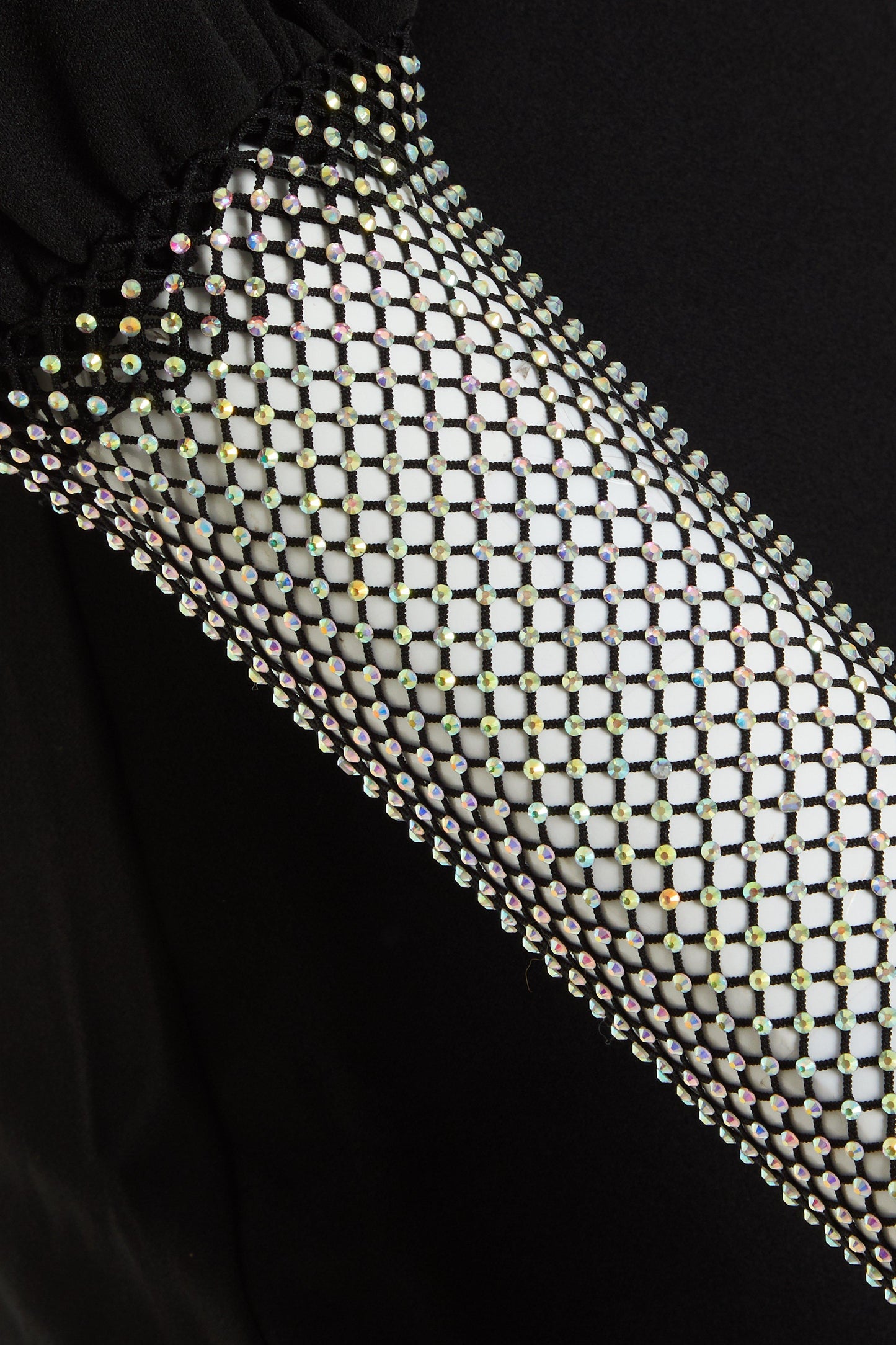 Black Bodycon Diamante Sleeve Dress