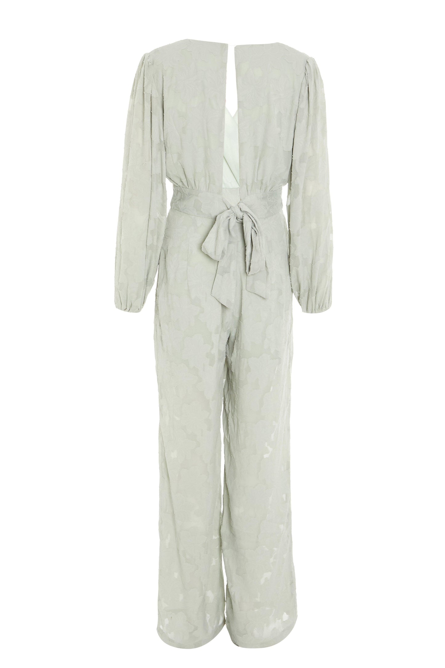 Sage Jacquard Wrap Palazzo Jumpsuit