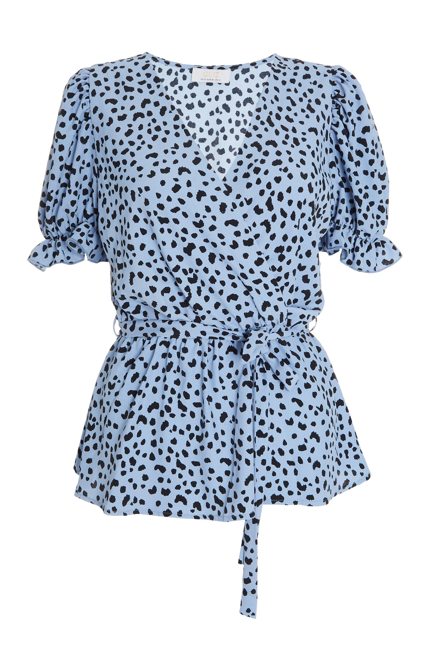 Blue Smudge Wrap Peplum Top