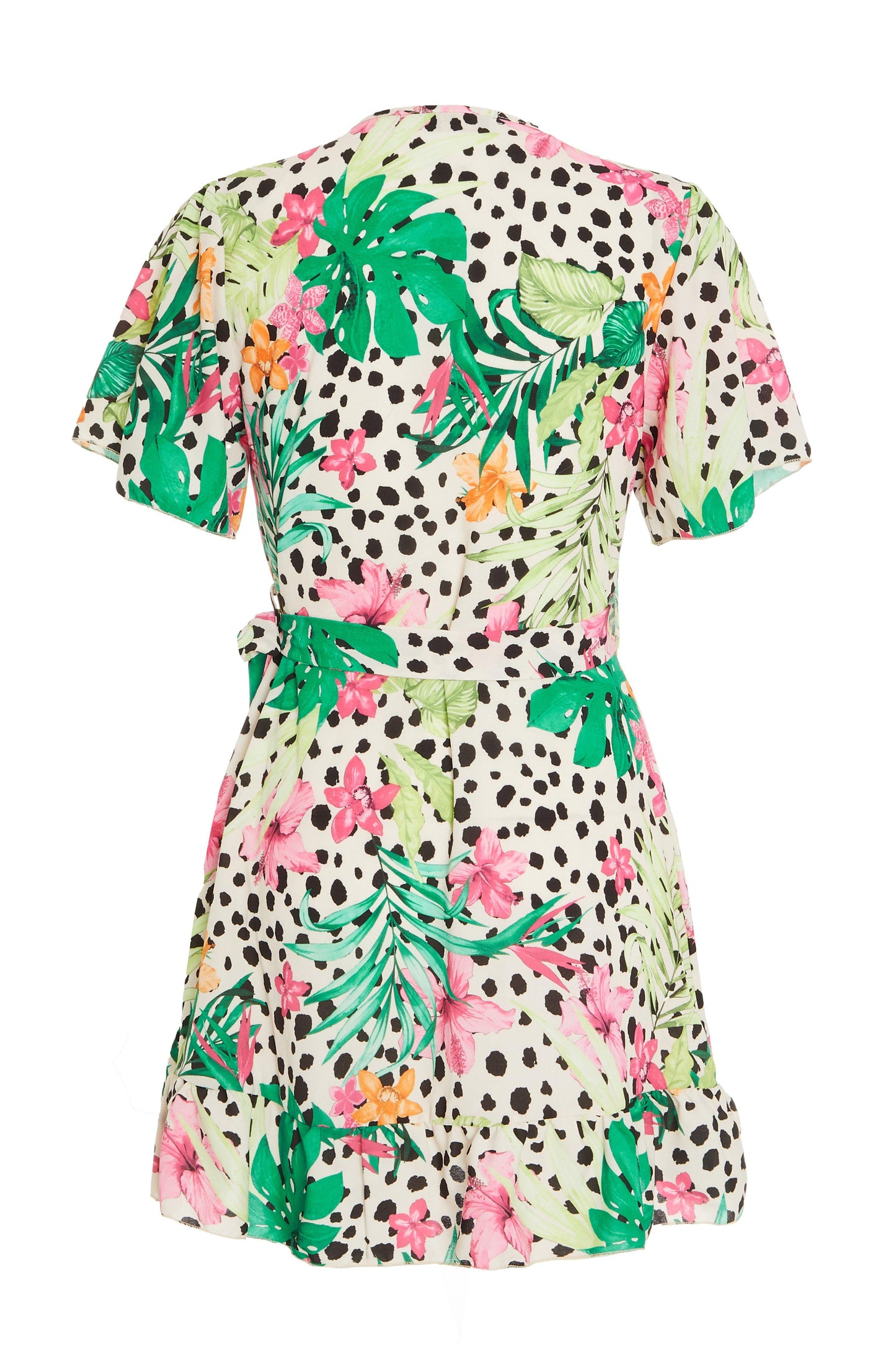 Multicoloured Tropical Print Mini Skater Dress