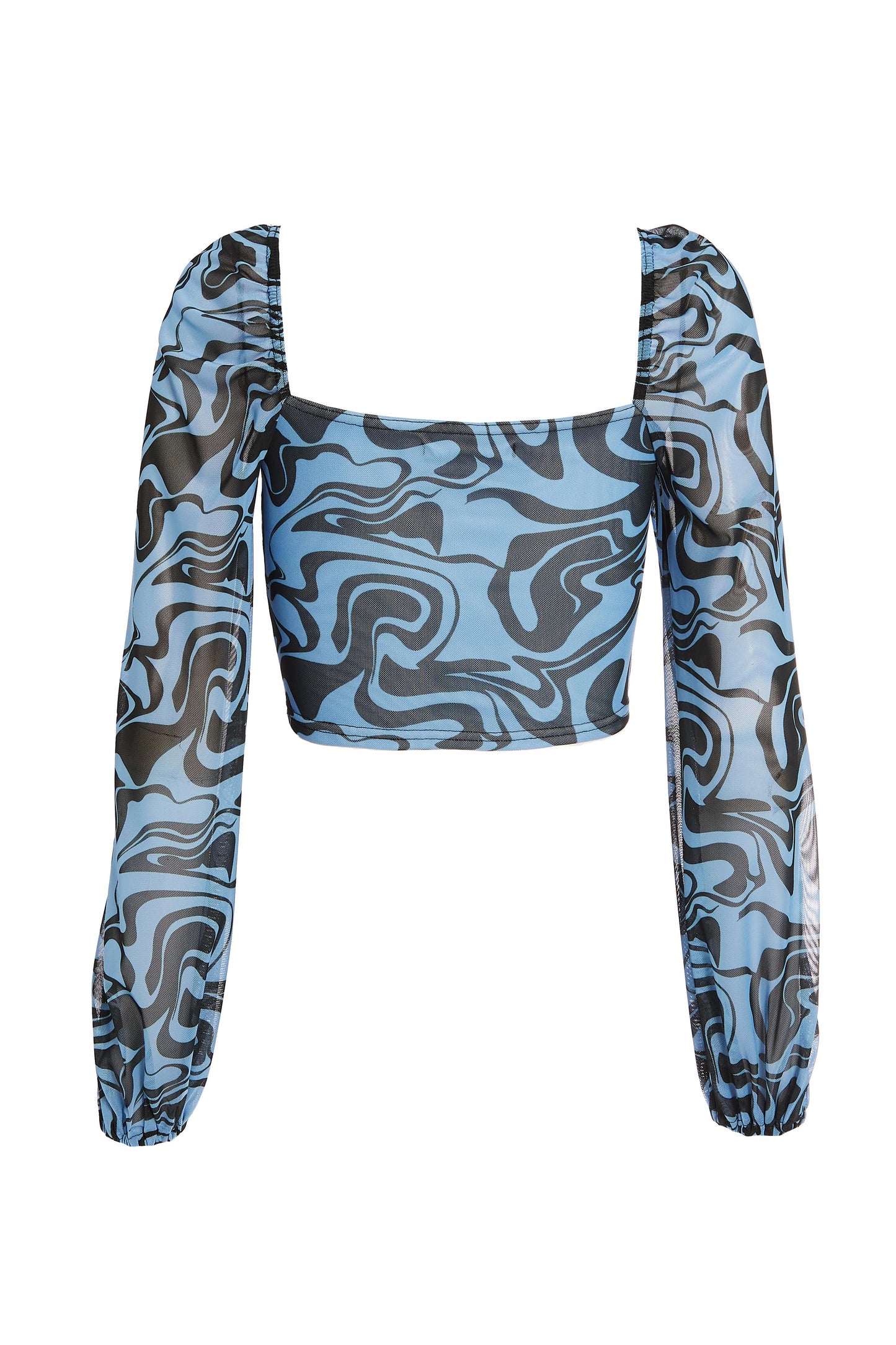 Marble Print Mesh Crop Top