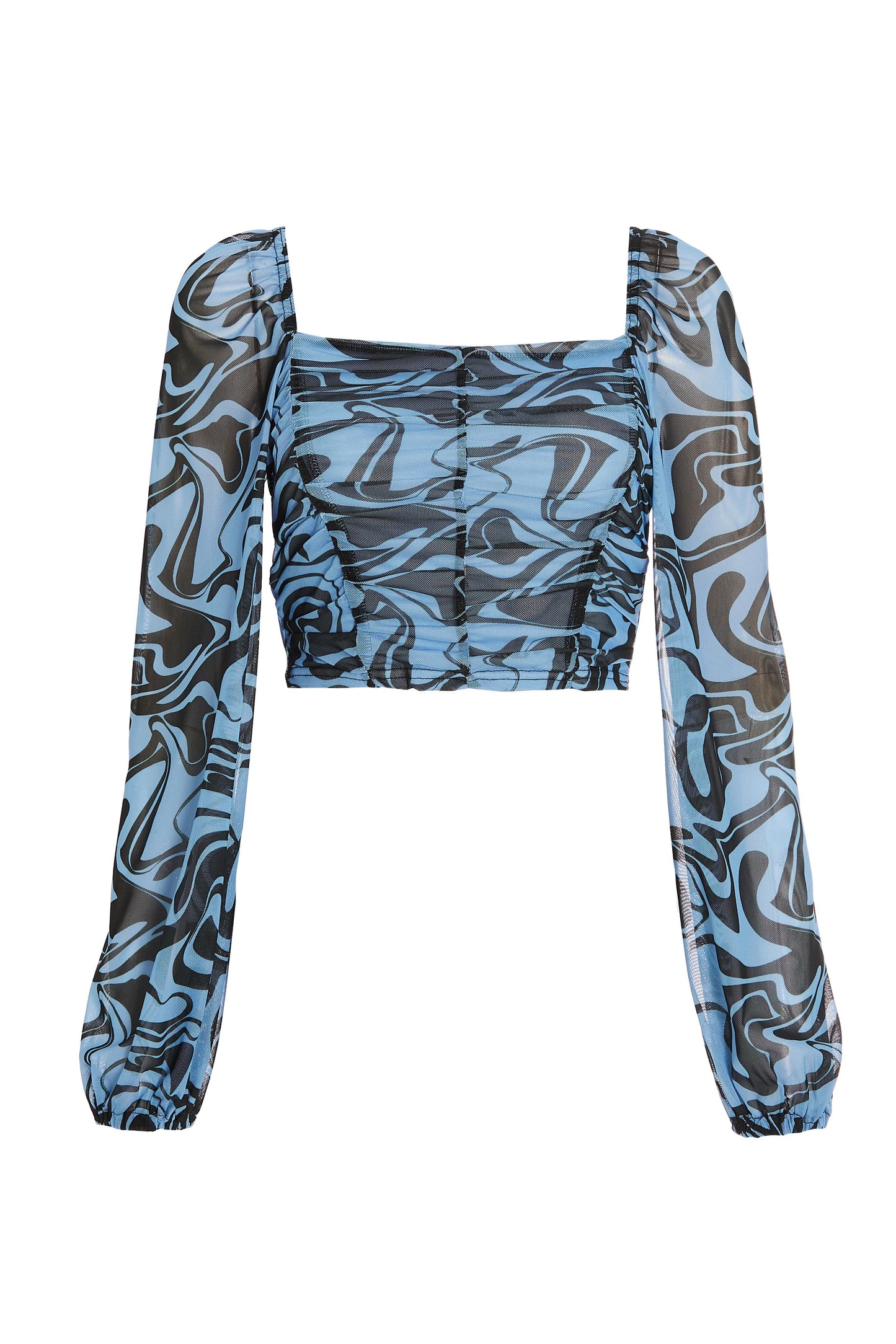 Marble Print Mesh Crop Top