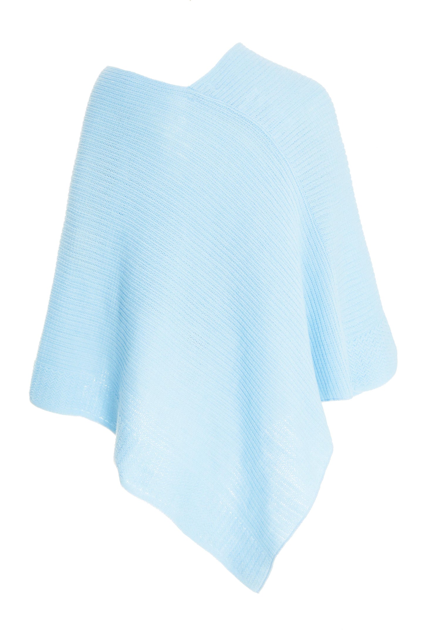 Light Blue Ribbed Poncho
