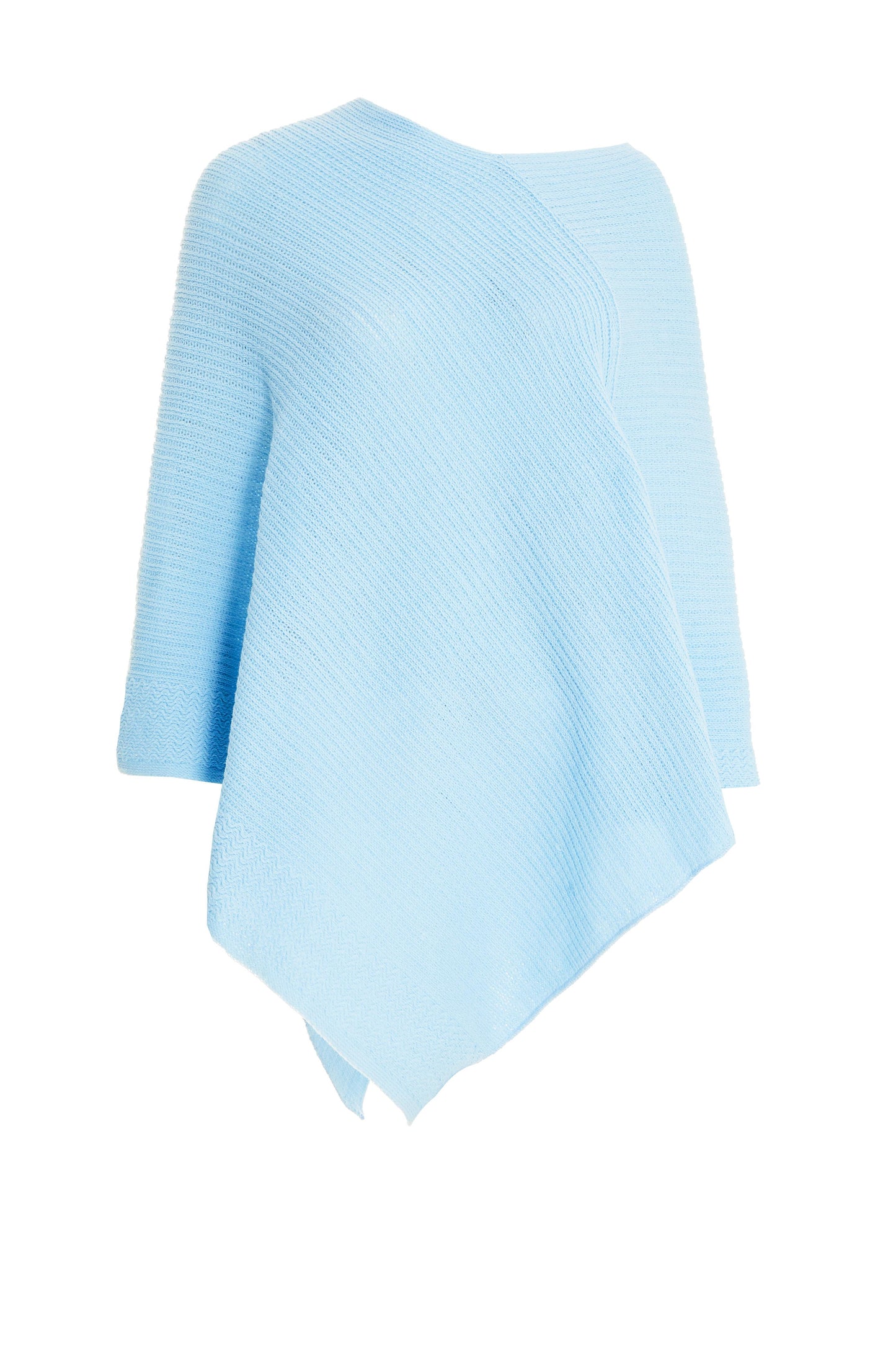 Light Blue Ribbed Poncho