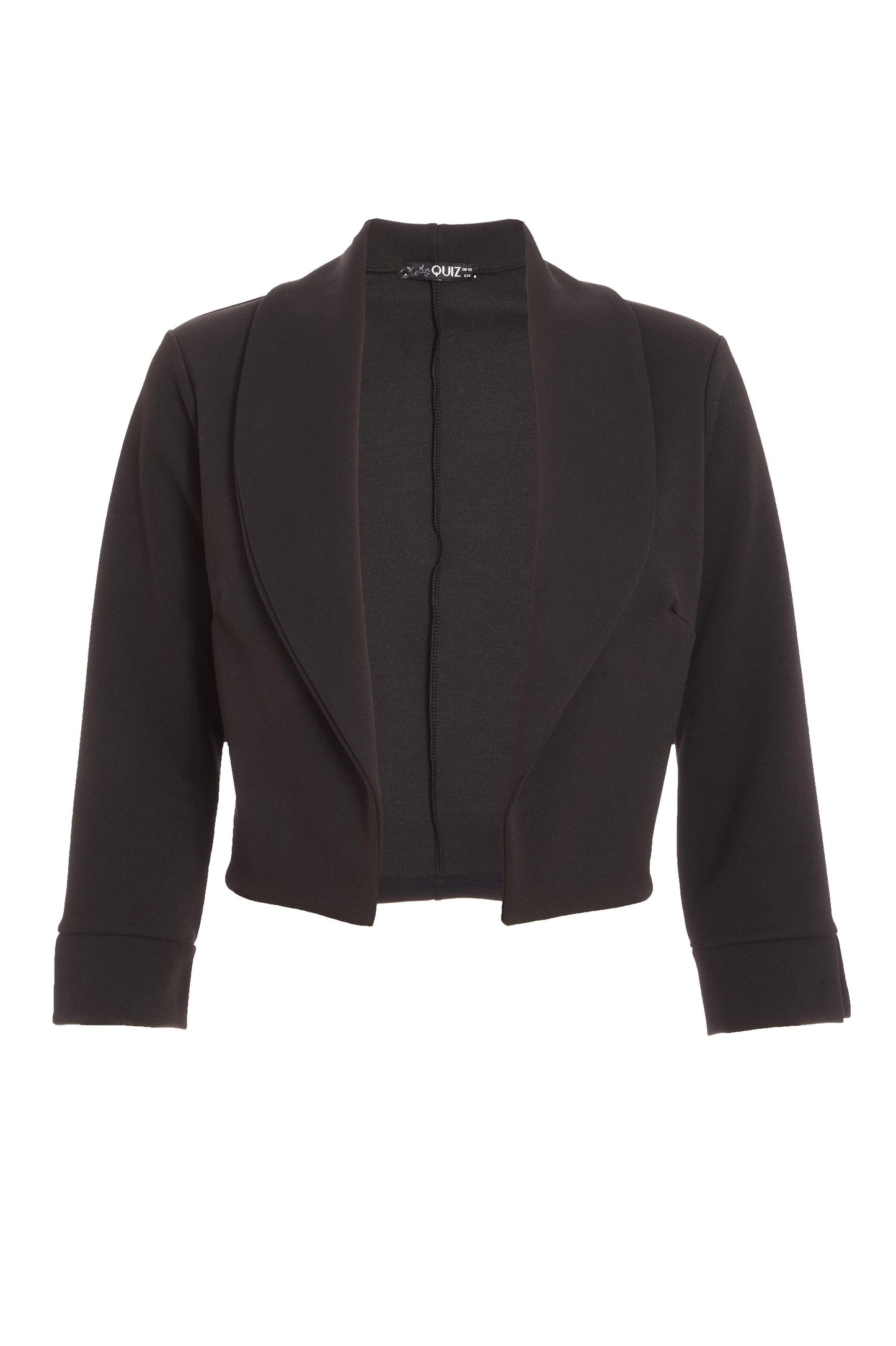 Black Shawl Collar Crop Jacket