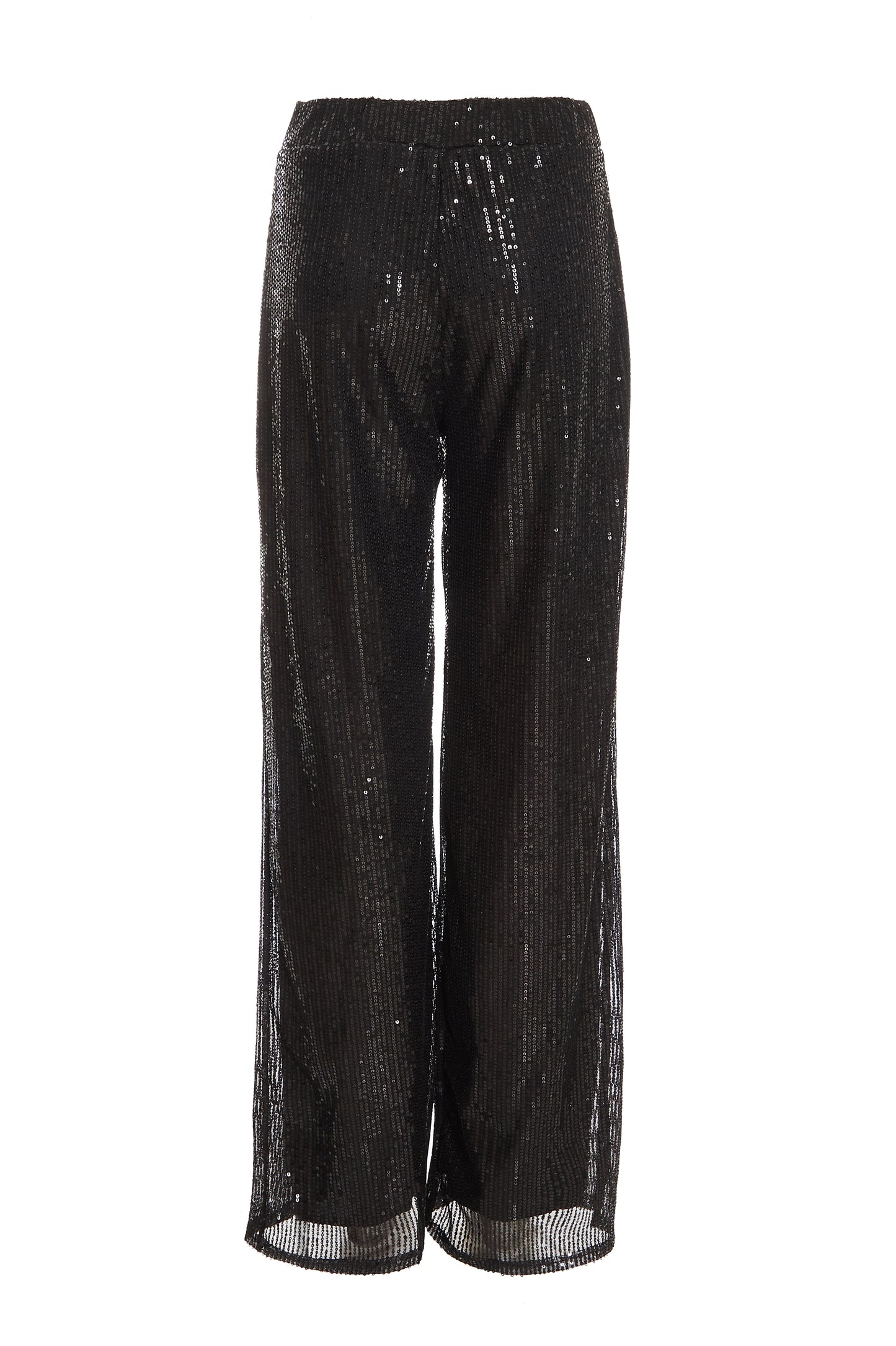 Black Sequin High Waist Palazzo Trousers