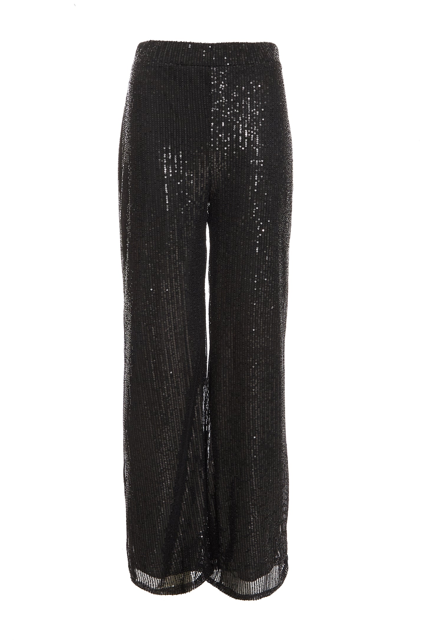 Black Sequin High Waist Palazzo Trousers