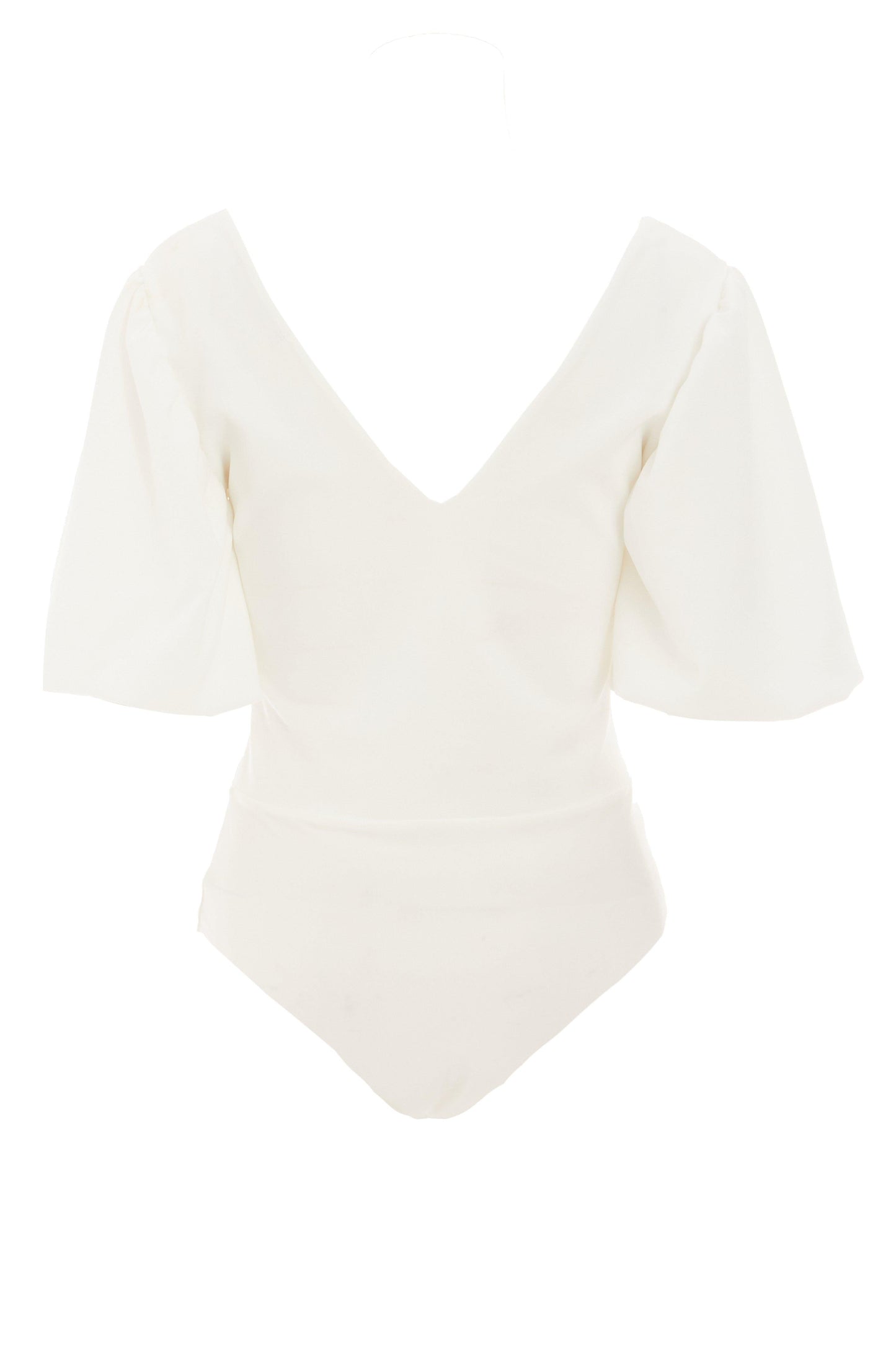 Cream Puff Sleeves Bodysuit — 16 / White