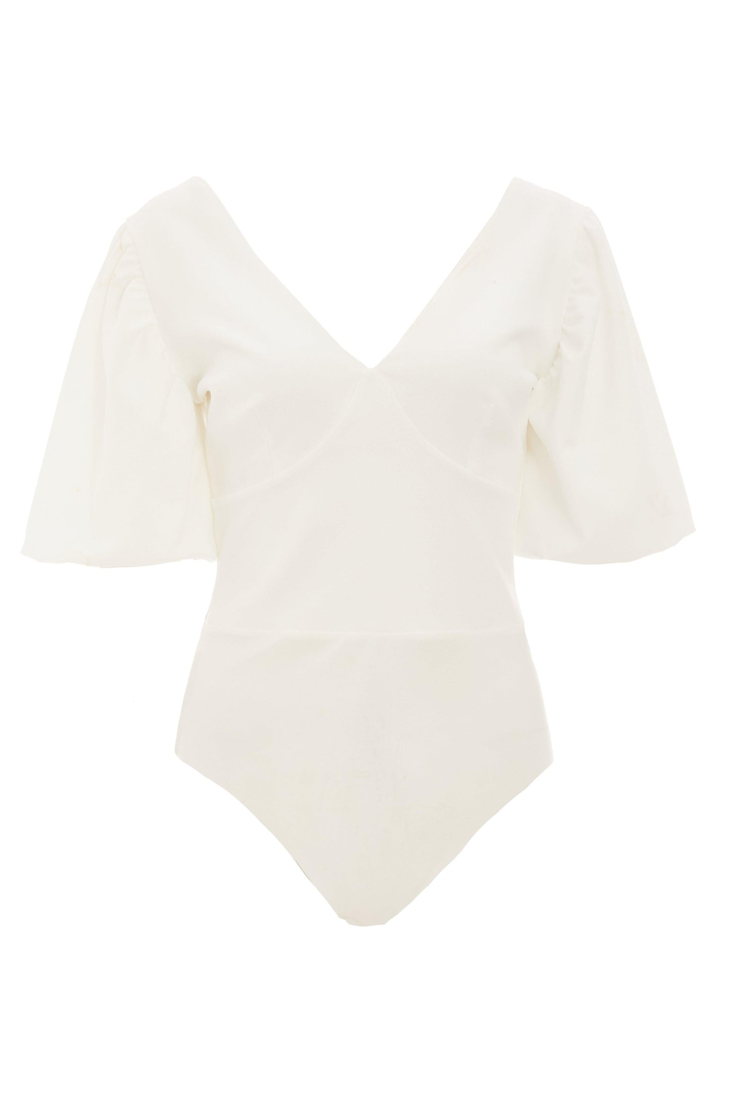 Cream Puff Sleeves Bodysuit — 12 / White