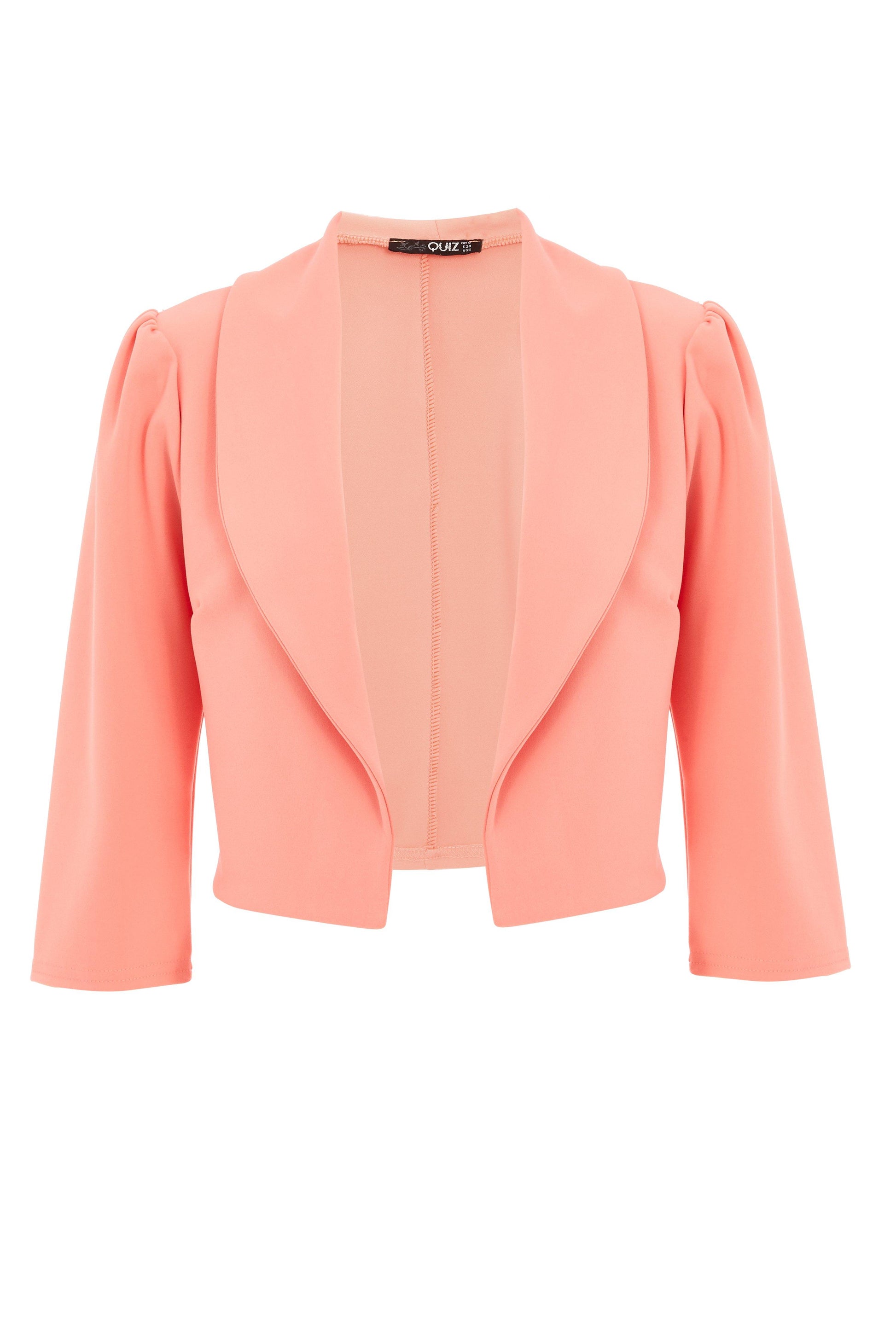 Coral Puff Sleeve Cropped Jacket â€” 12