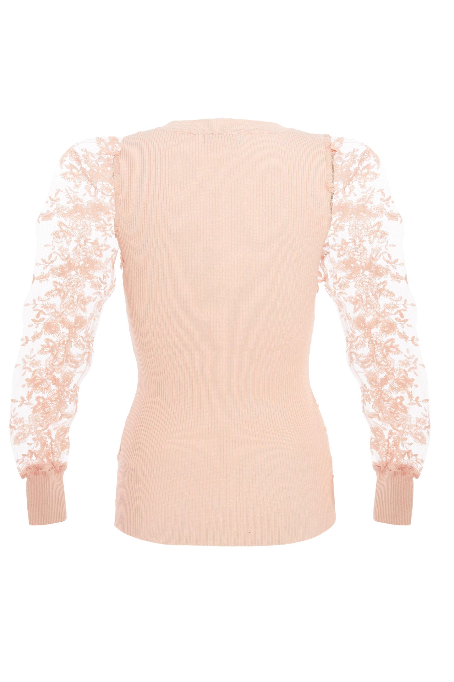 Pink Lace Puff Sleeve Jumper