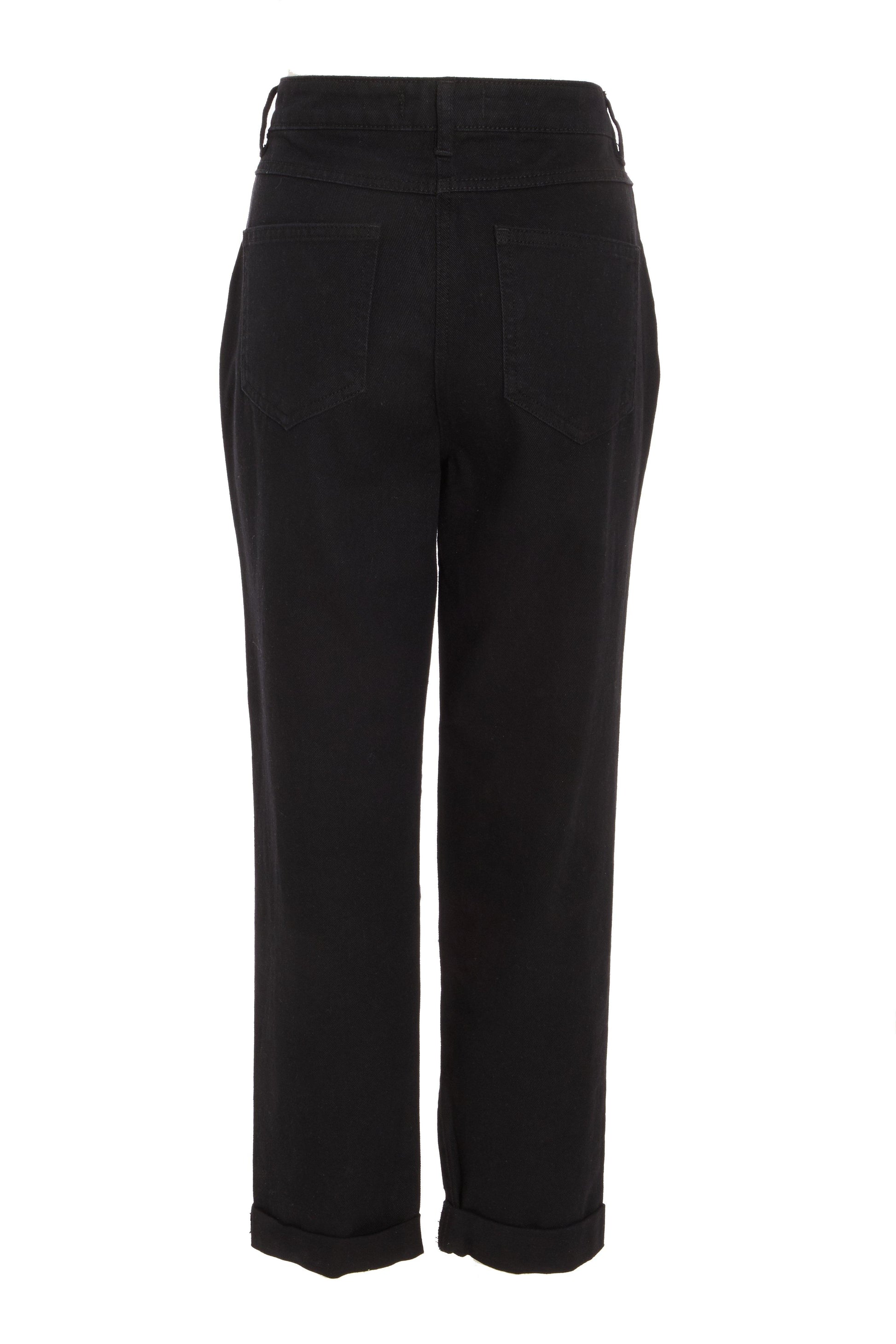 Black Denim Ripped Straight Leg Jeans — 8