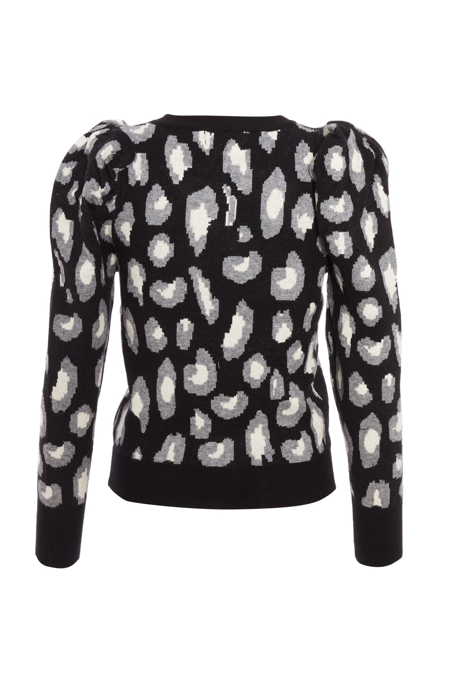Black Knitted Leopard Print Jumper — M
