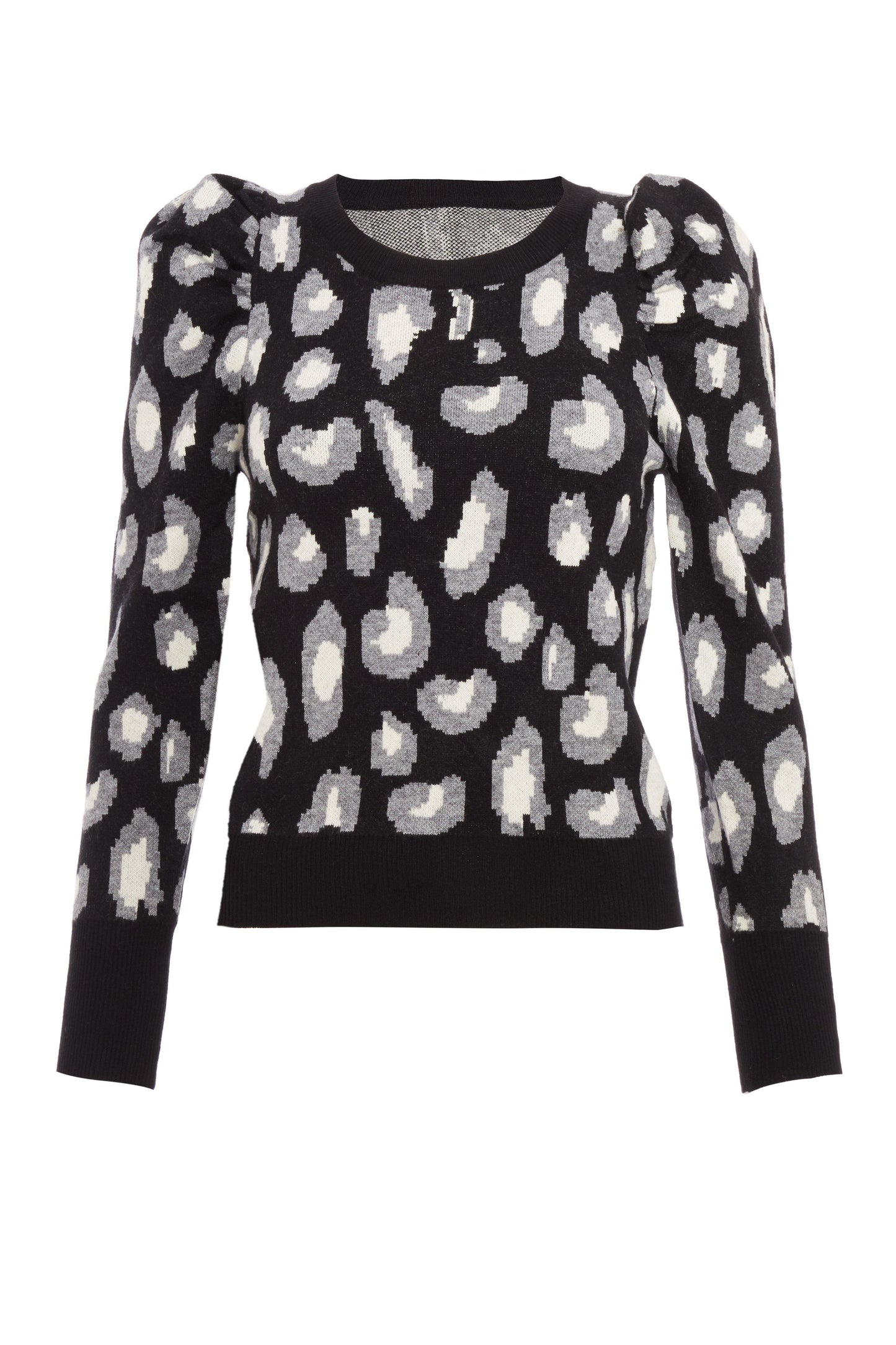 Black Knitted Leopard Print Jumper — M